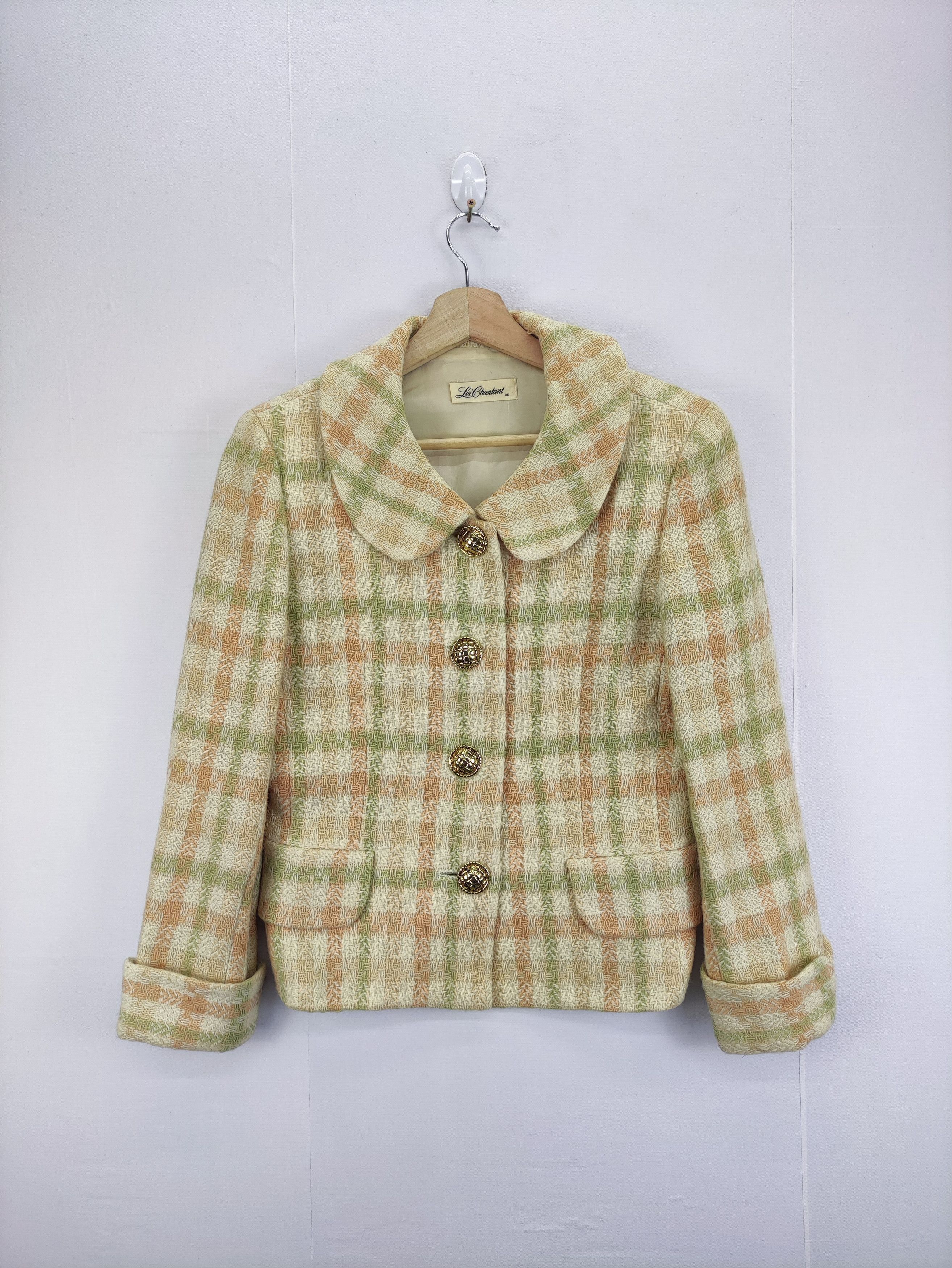 image of Vintage Jacket Checkered Wool By Lui Chantant, Men's (Size Small)