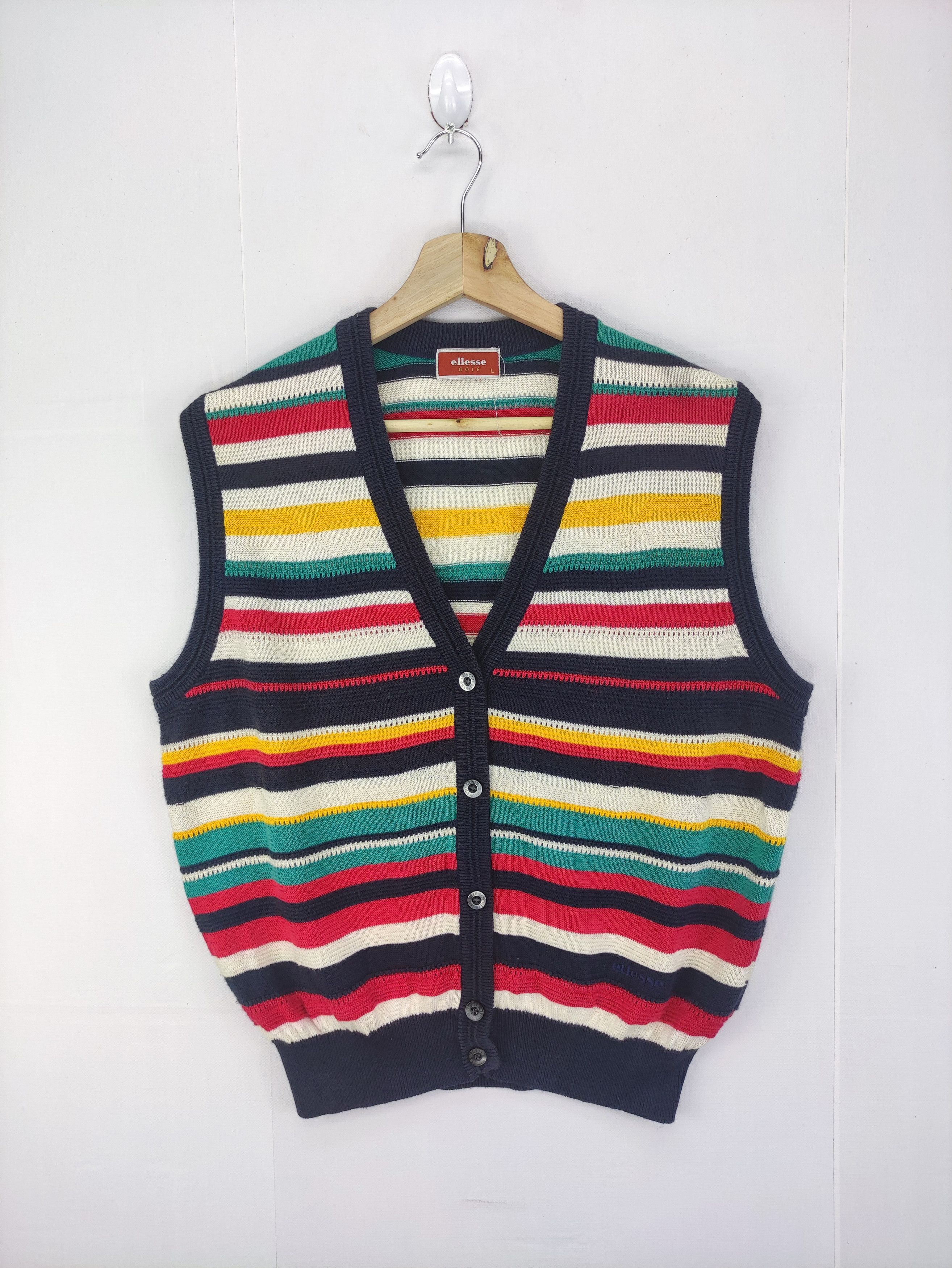 Ellesse Vintage Ellesse Golf Cardigan Vest knit Striped Size US M / EU 48-50 / 2 - 1 Thumbnail