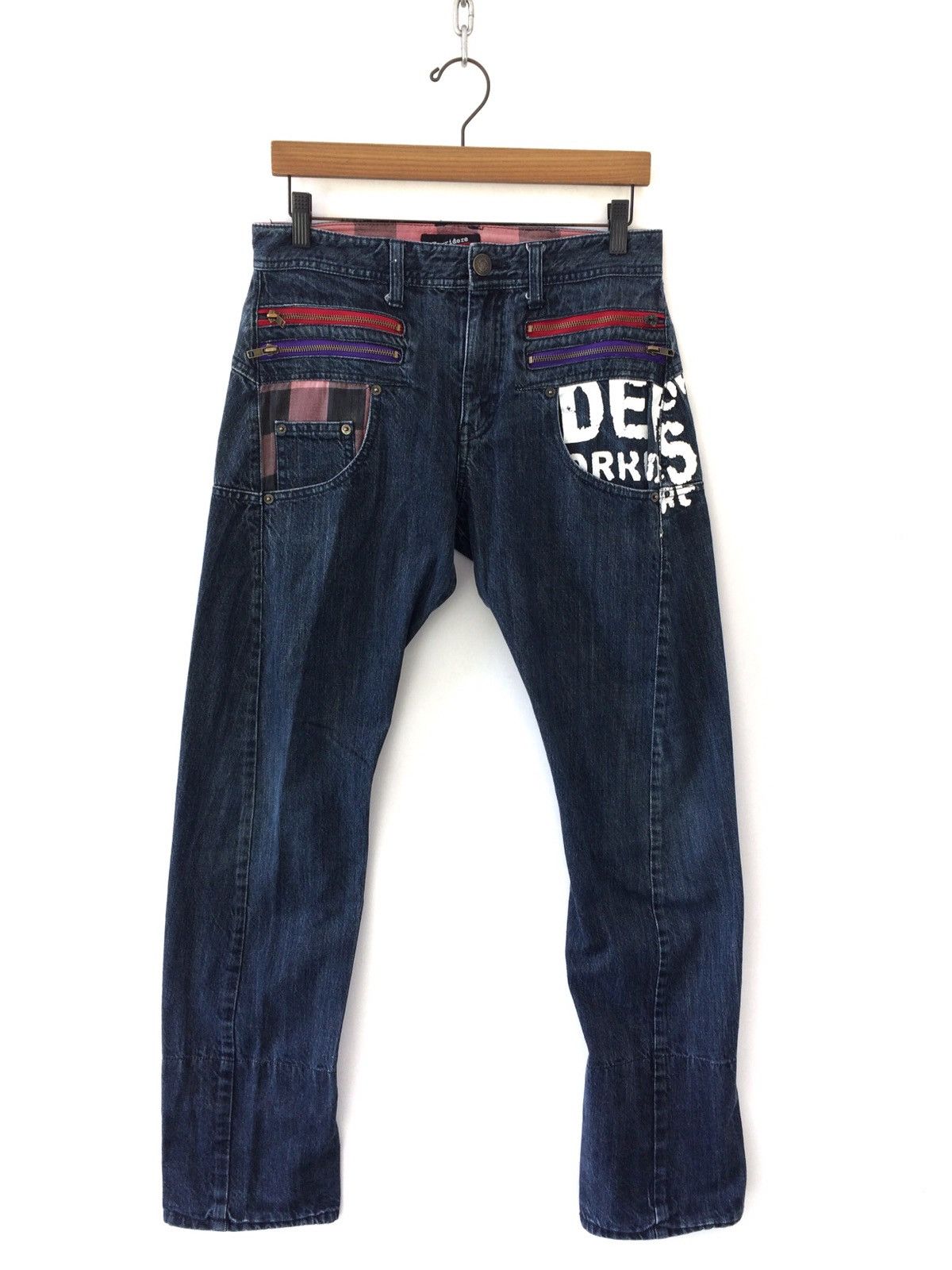 Indigo japanese brand Sorridere indigo Full zipper Denim Pants Size US 31 - 1 Thumbnail