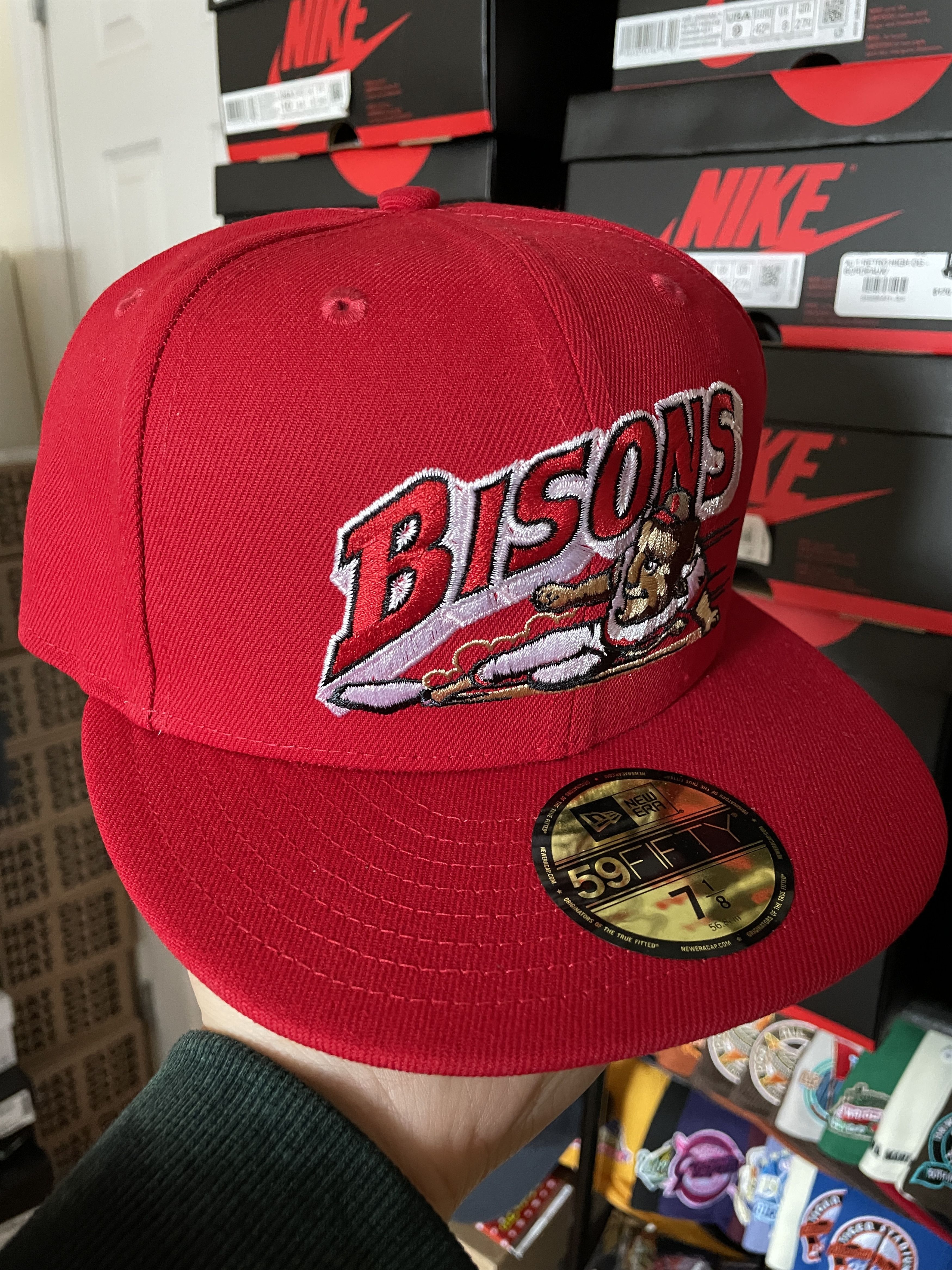 MLB × New Era Topperz Red Green Buffalo Bisons 7 1/8 Fitted Not Hatclub Size ONE SIZE - 1 Thumbnail