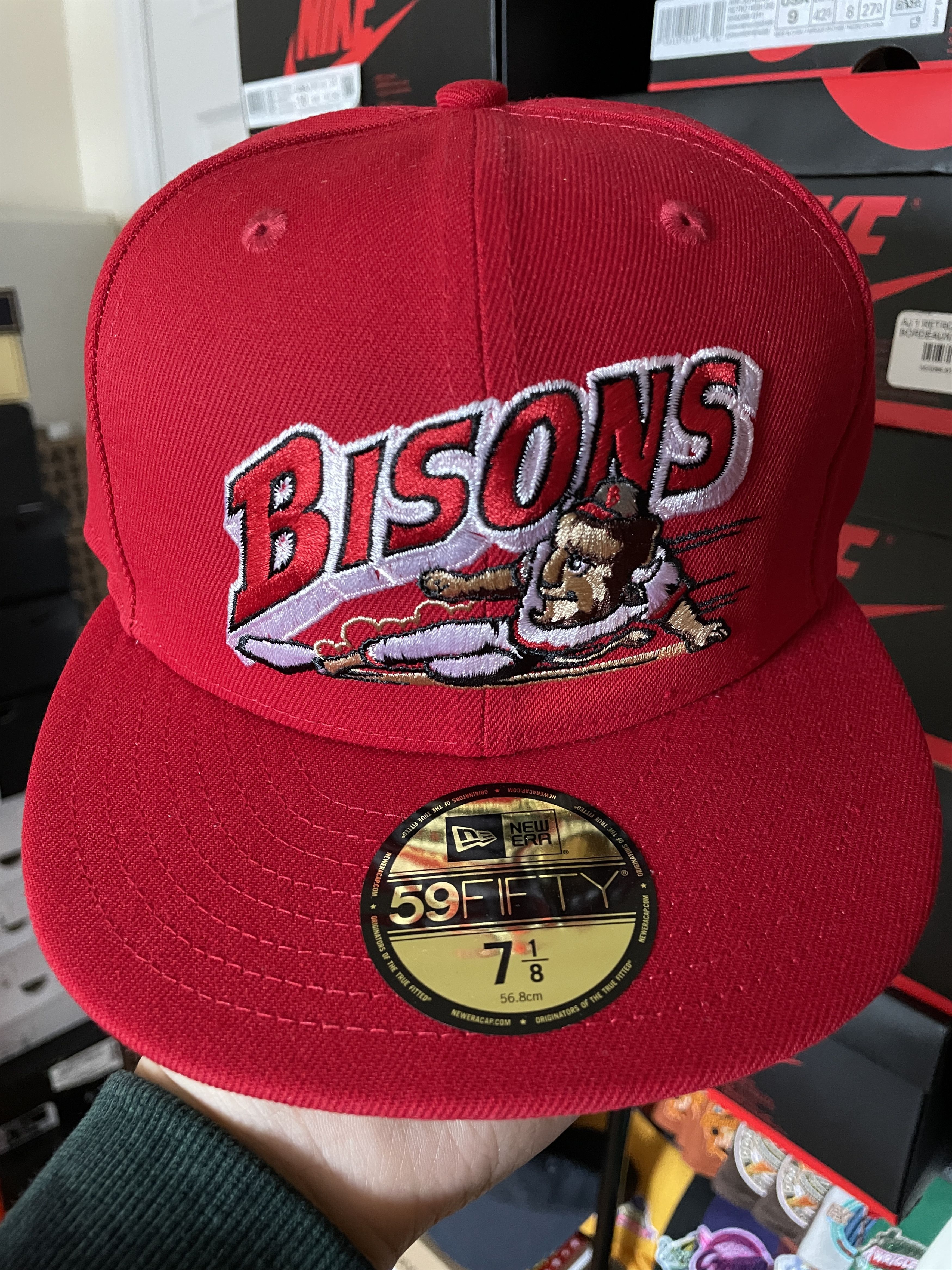 MLB × New Era Topperz Red Green Buffalo Bisons 7 1/8 Fitted Not Hatclub Size ONE SIZE - 2 Thumbnail