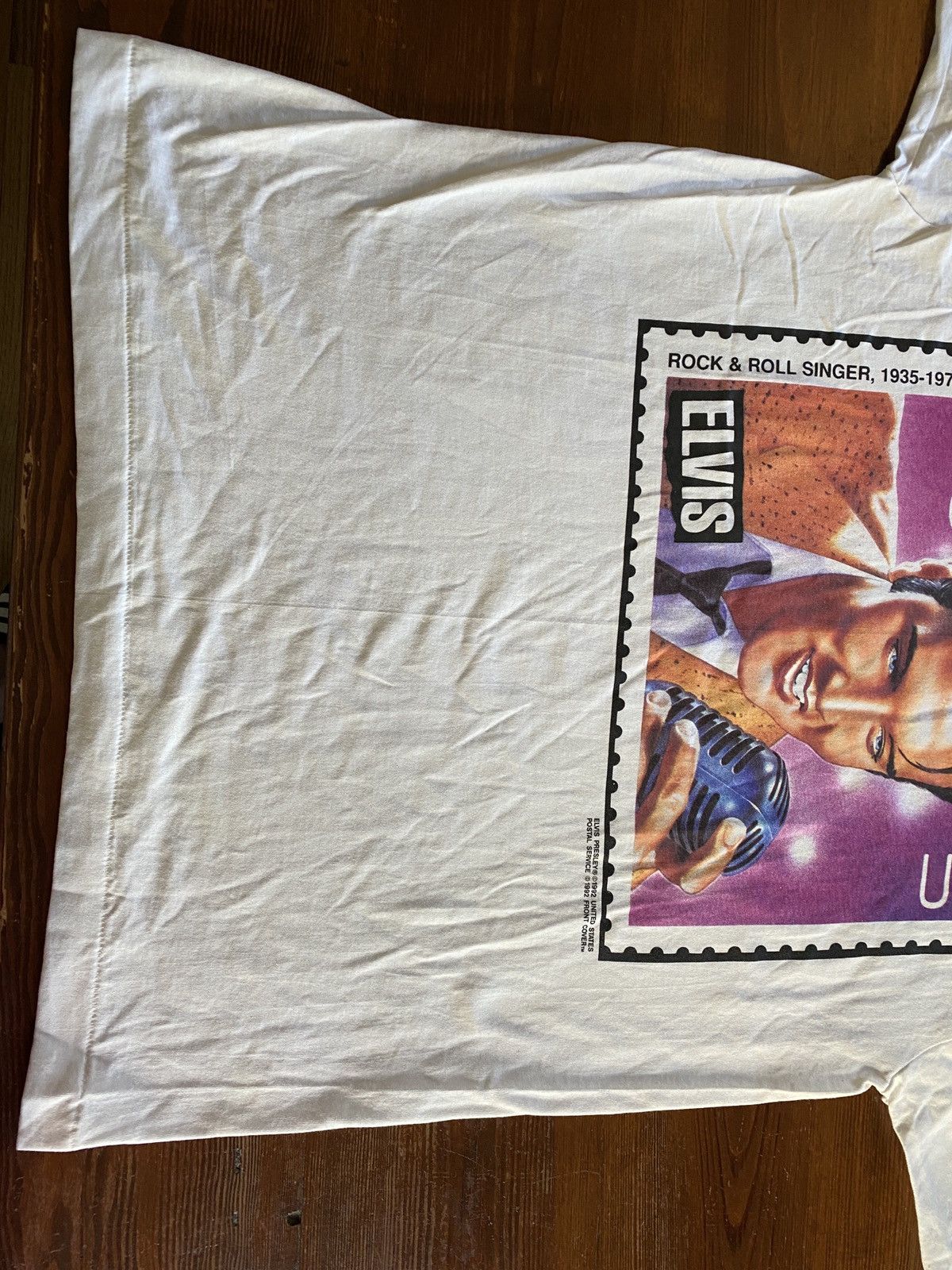 Band Tees Vintage NWT 1992 Elvis Post Stamp Single Stitch White Tee Size US XL / EU 56 / 4 - 15 Thumbnail