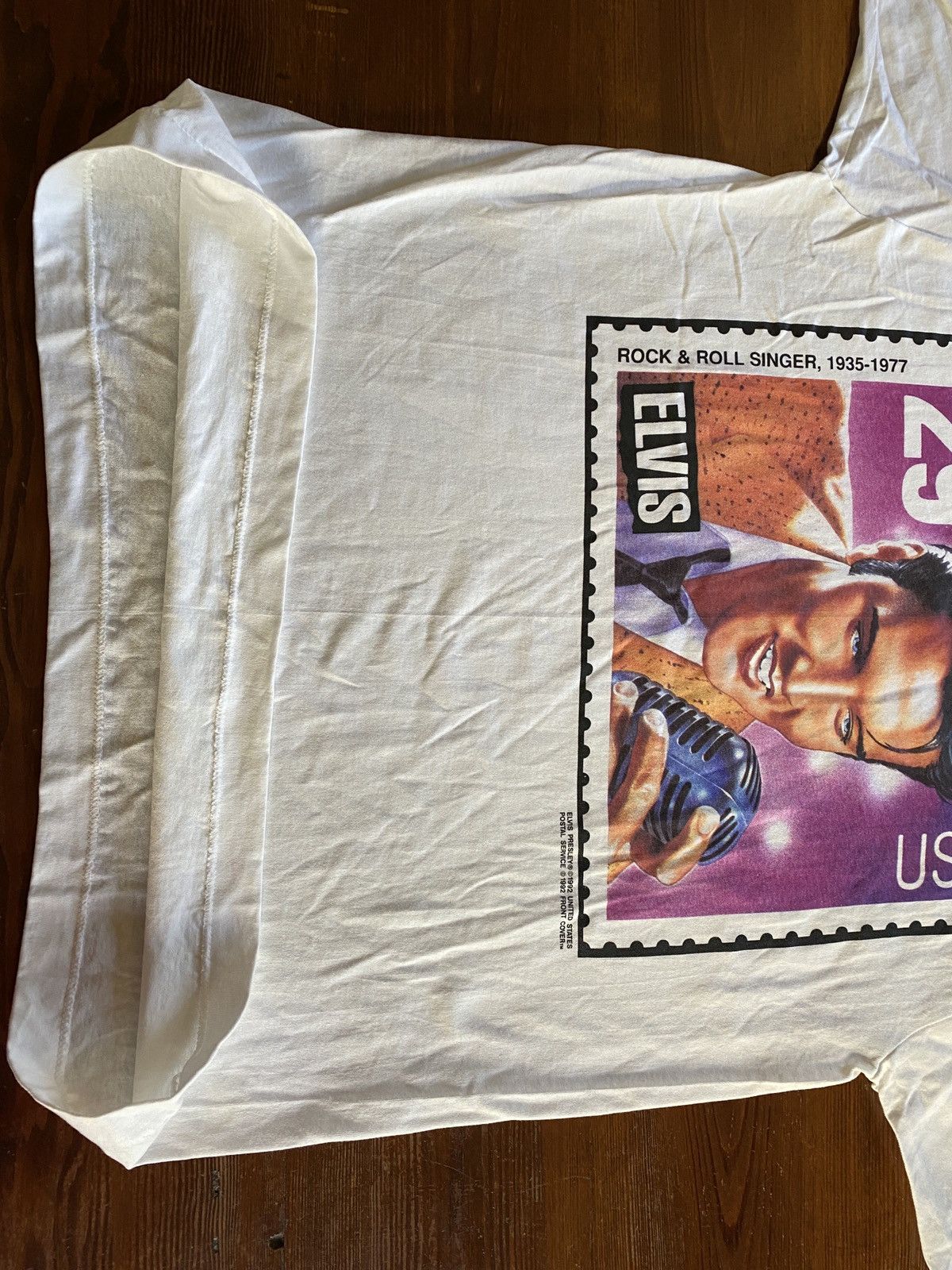 Band Tees Vintage NWT 1992 Elvis Post Stamp Single Stitch White Tee Size US XL / EU 56 / 4 - 16 Thumbnail