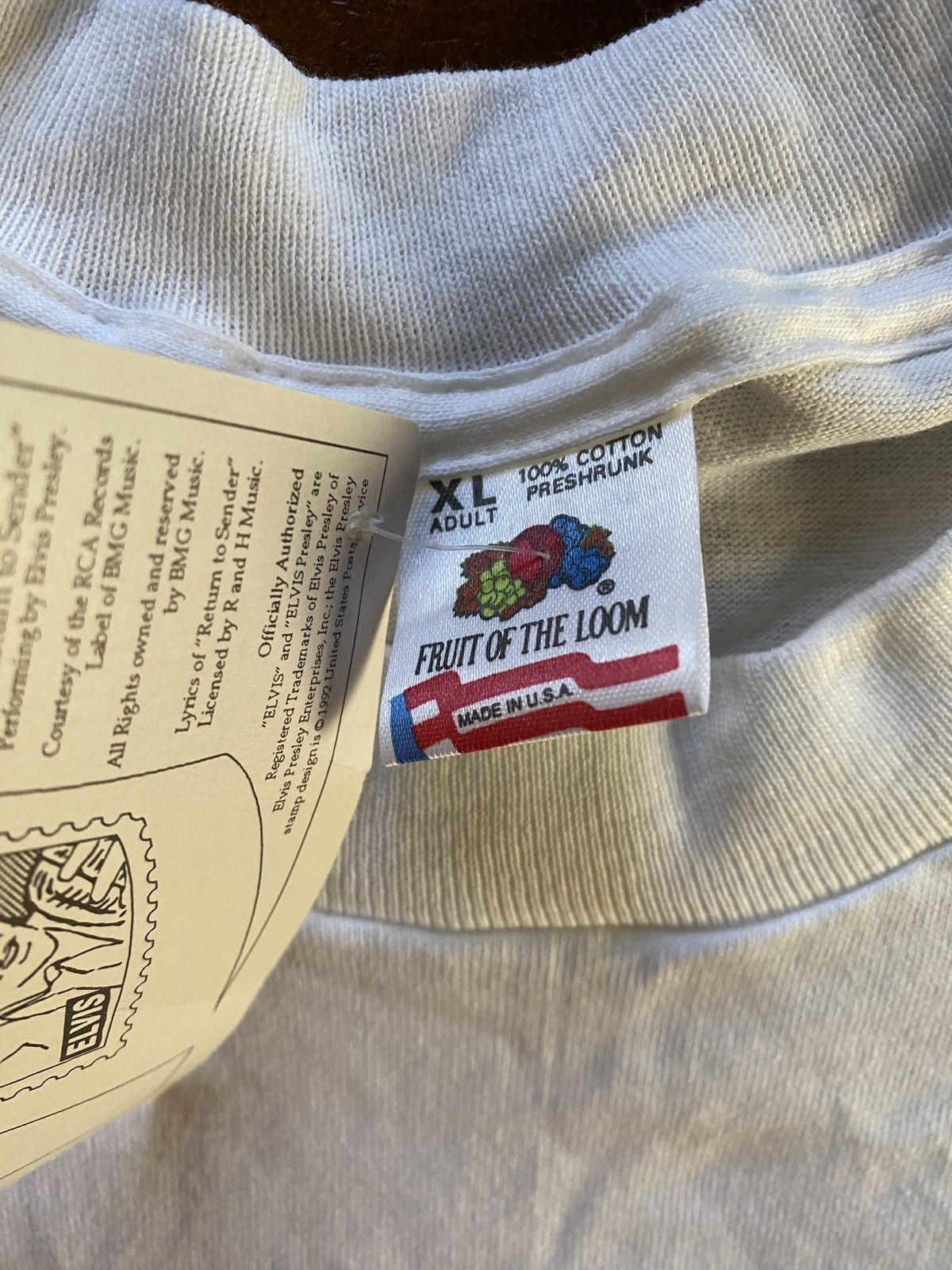 Band Tees Vintage NWT 1992 Elvis Post Stamp Single Stitch White Tee Size US XL / EU 56 / 4 - 13 Thumbnail