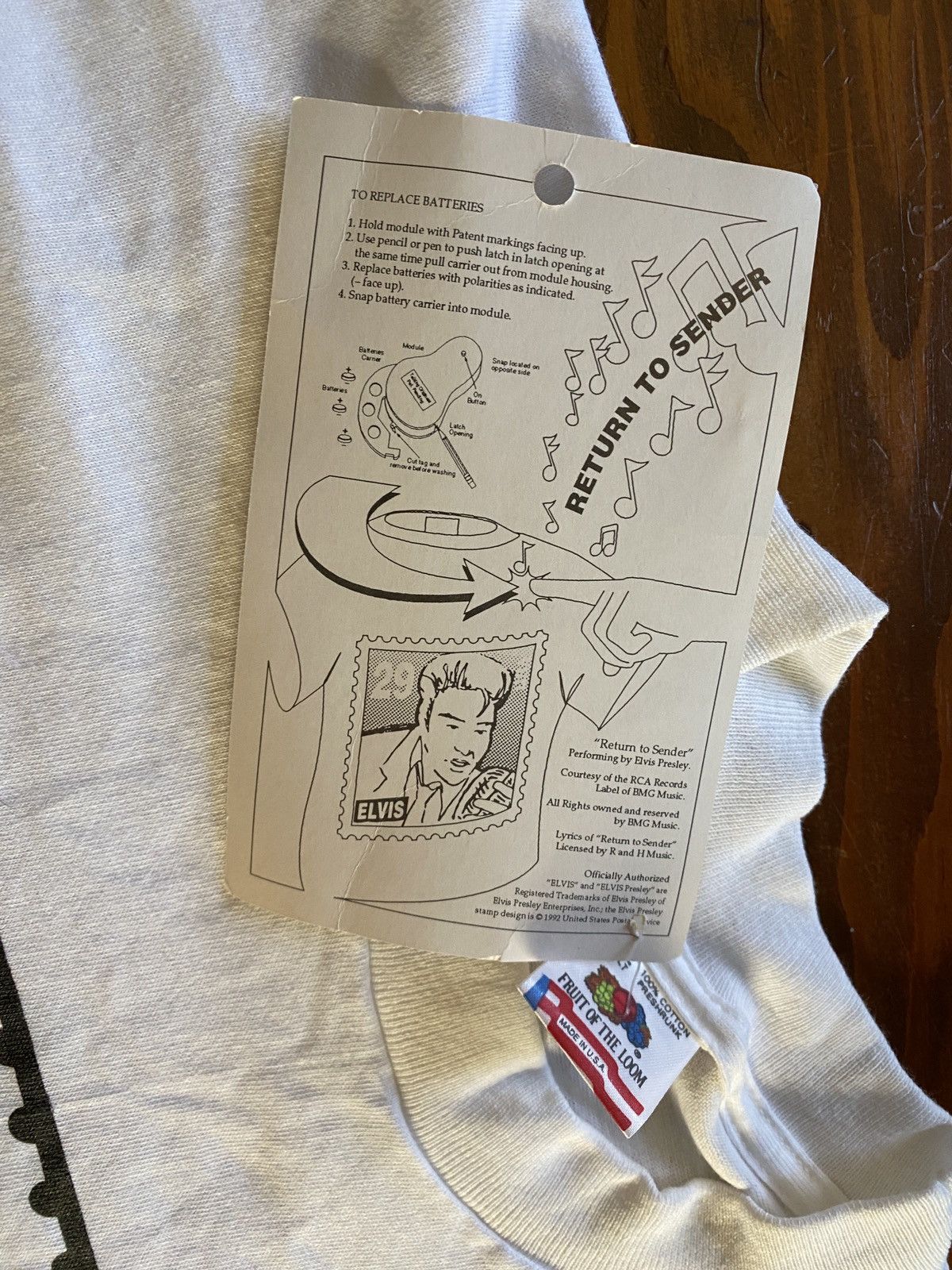 Band Tees Vintage NWT 1992 Elvis Post Stamp Single Stitch White Tee Size US XL / EU 56 / 4 - 12 Thumbnail