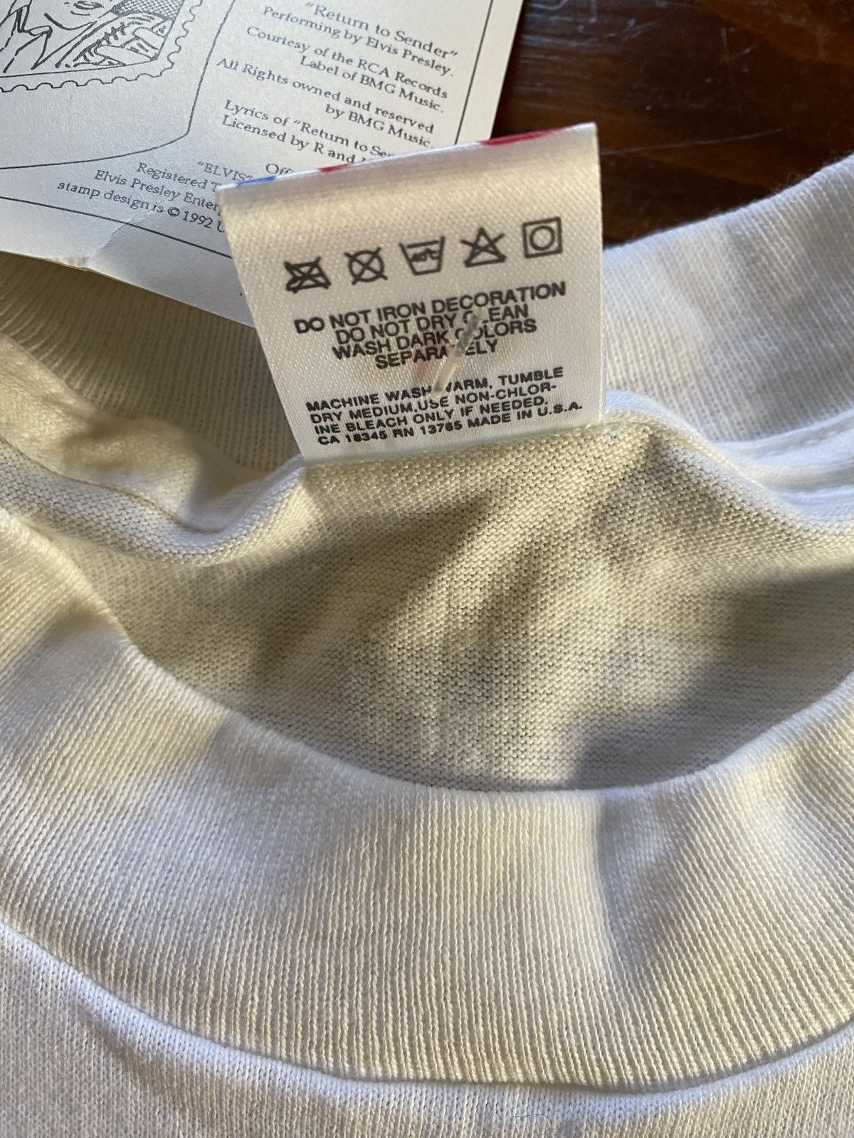 Band Tees Vintage NWT 1992 Elvis Post Stamp Single Stitch White Tee Size US XL / EU 56 / 4 - 14 Thumbnail