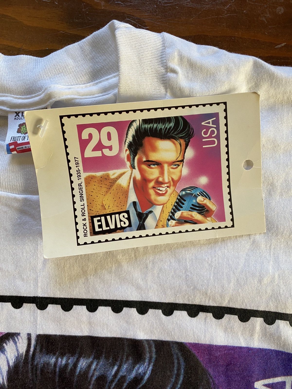 Band Tees Vintage NWT 1992 Elvis Post Stamp Single Stitch White Tee Size US XL / EU 56 / 4 - 11 Thumbnail