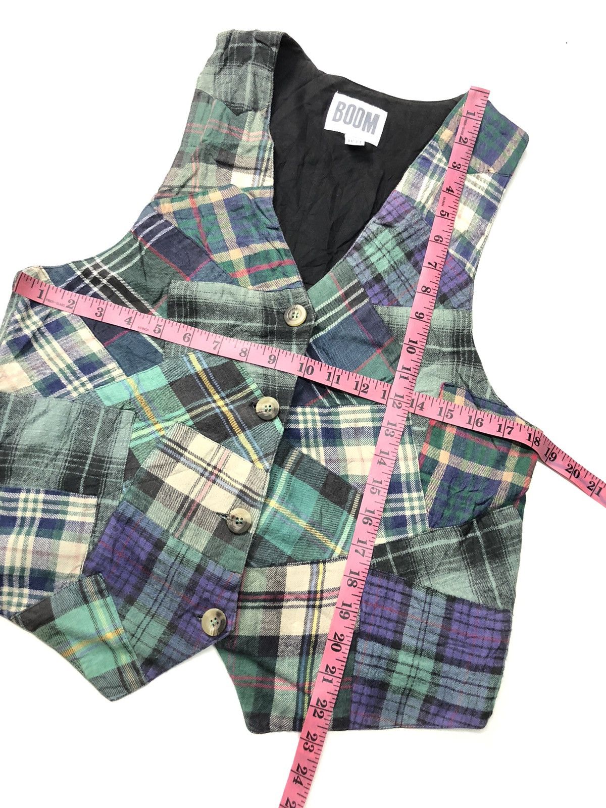 Japanese Brand BOOM PATCH WORK PLAID CHEKERED VEST Size US S / EU 44-46 / 1 - 8 Thumbnail