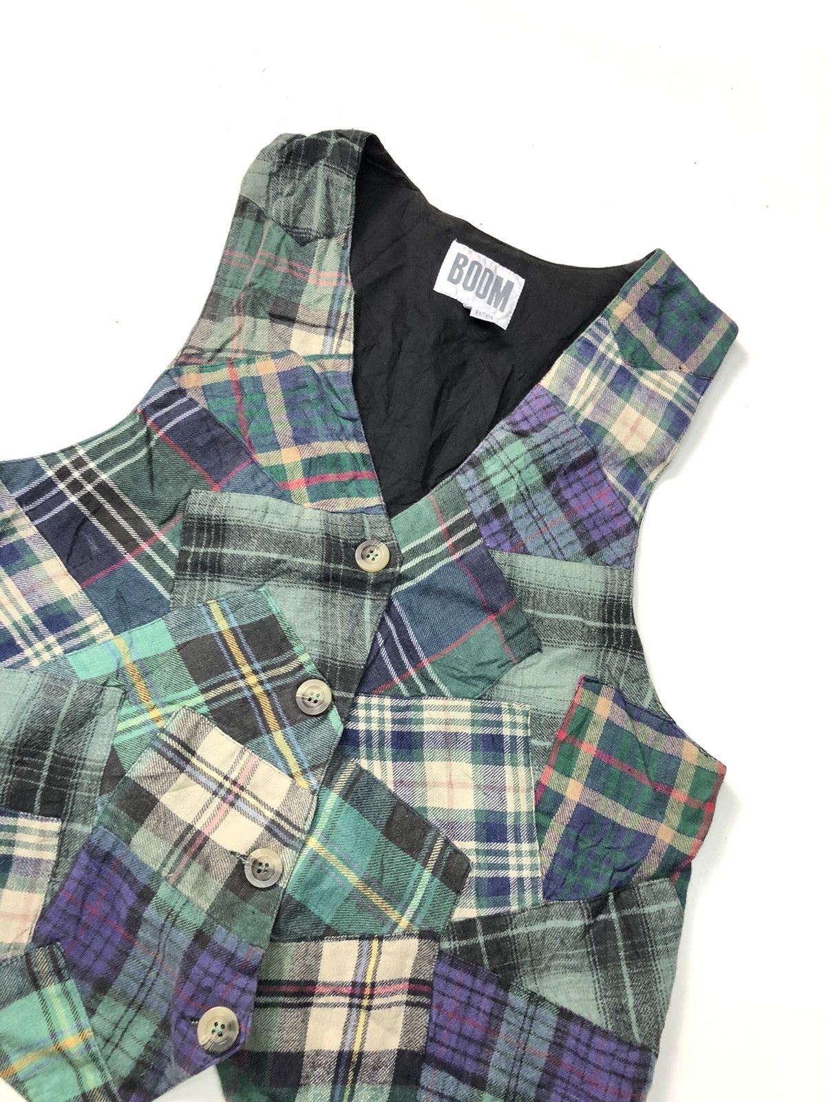 Japanese Brand BOOM PATCH WORK PLAID CHEKERED VEST Size US S / EU 44-46 / 1 - 2 Thumbnail