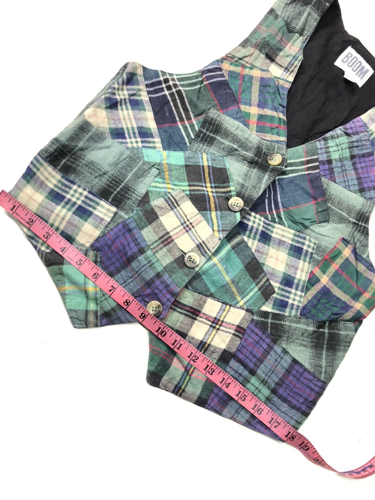 Japanese Brand BOOM PATCH WORK PLAID CHEKERED VEST Size US S / EU 44-46 / 1 - 9 Thumbnail