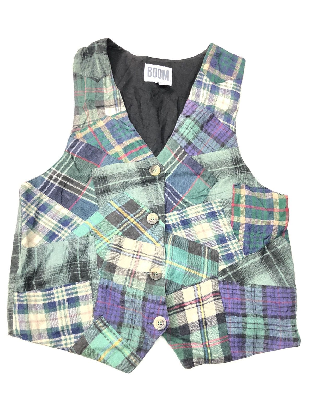 Japanese Brand BOOM PATCH WORK PLAID CHEKERED VEST Size US S / EU 44-46 / 1 - 1 Thumbnail