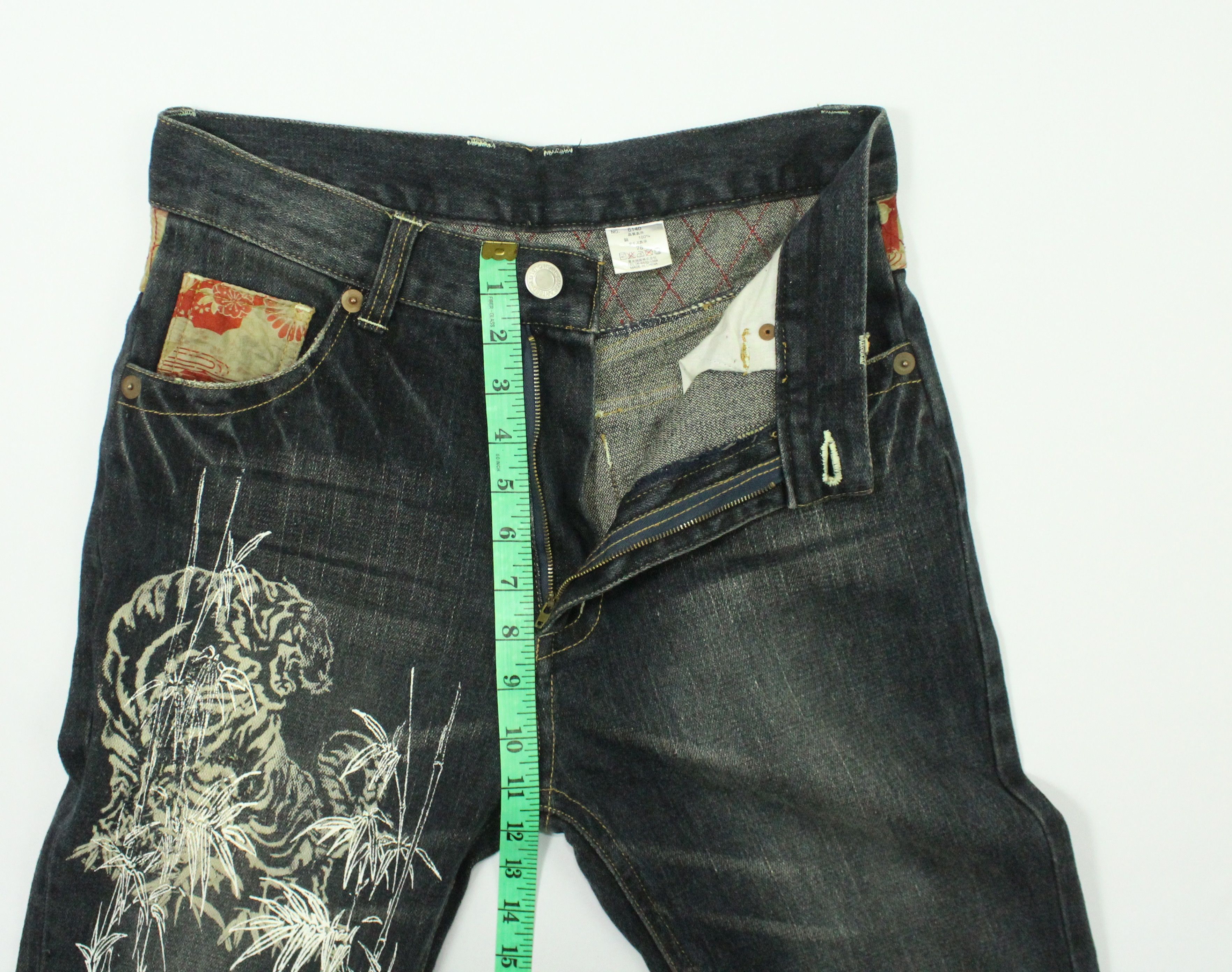 Japanese Brand TIGER Printed Denim Japan Crafted Patchwork Styled Size US 30 / EU 46 - 19 Thumbnail