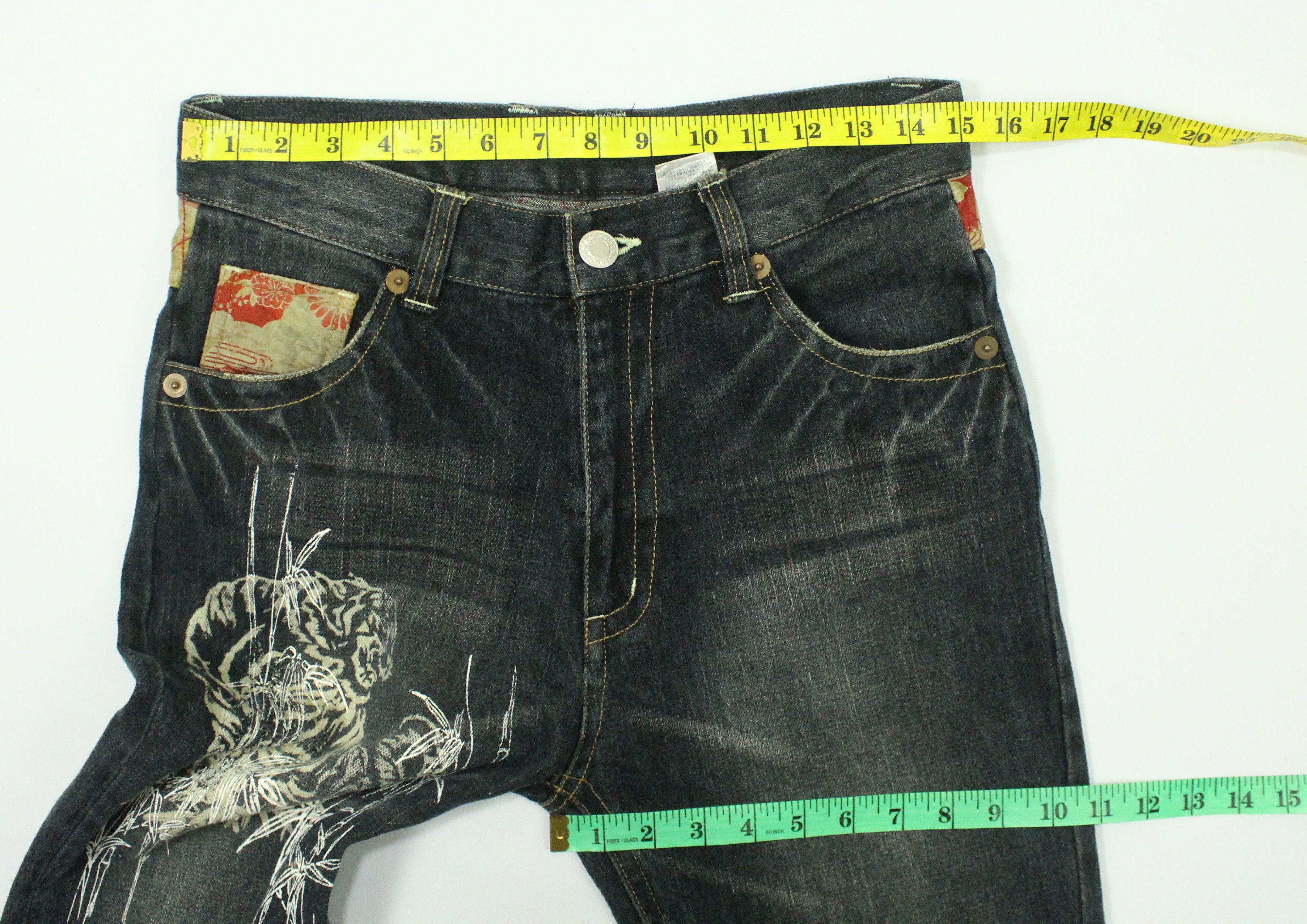 Japanese Brand TIGER Printed Denim Japan Crafted Patchwork Styled Size US 30 / EU 46 - 18 Thumbnail