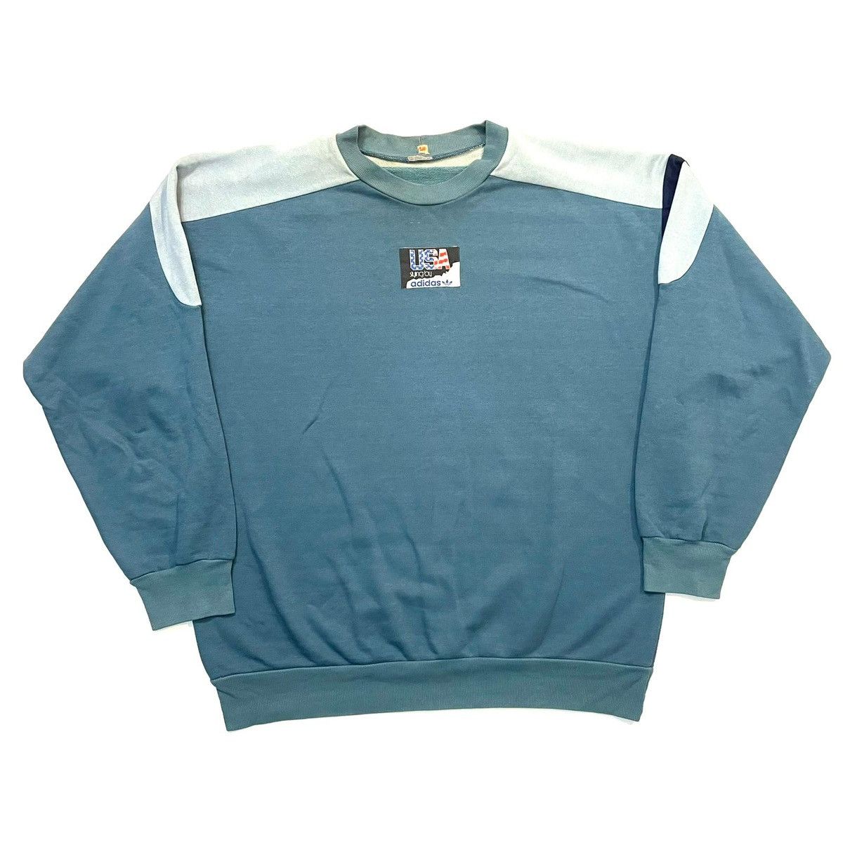 Adidas × Vintage Adidas USA blue sweatshirt crewneck vintage 90s 80s retro Size US L / EU 52-54 / 3 - 1 Thumbnail