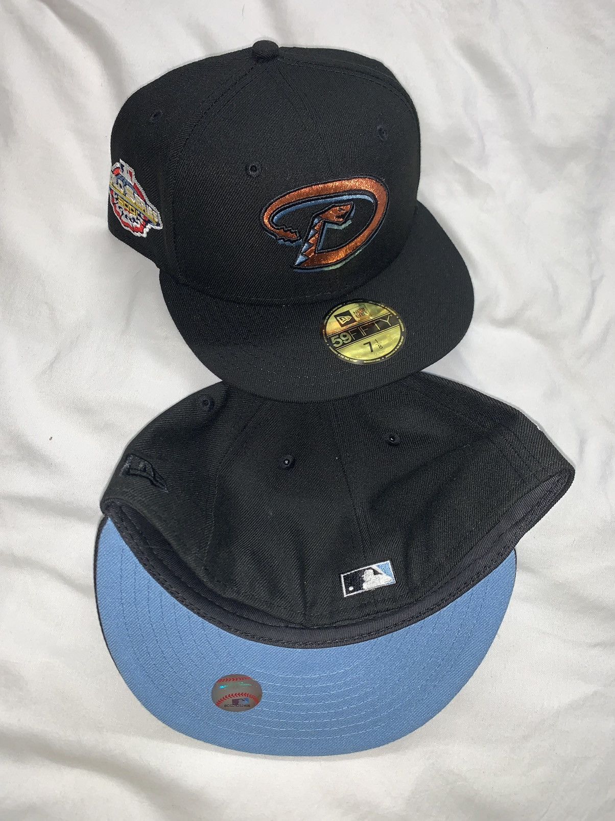New Era Exclusive Arizona Diamondbacks Fitted Black Dbacks Icy Blue Size ONE SIZE - 3 Thumbnail