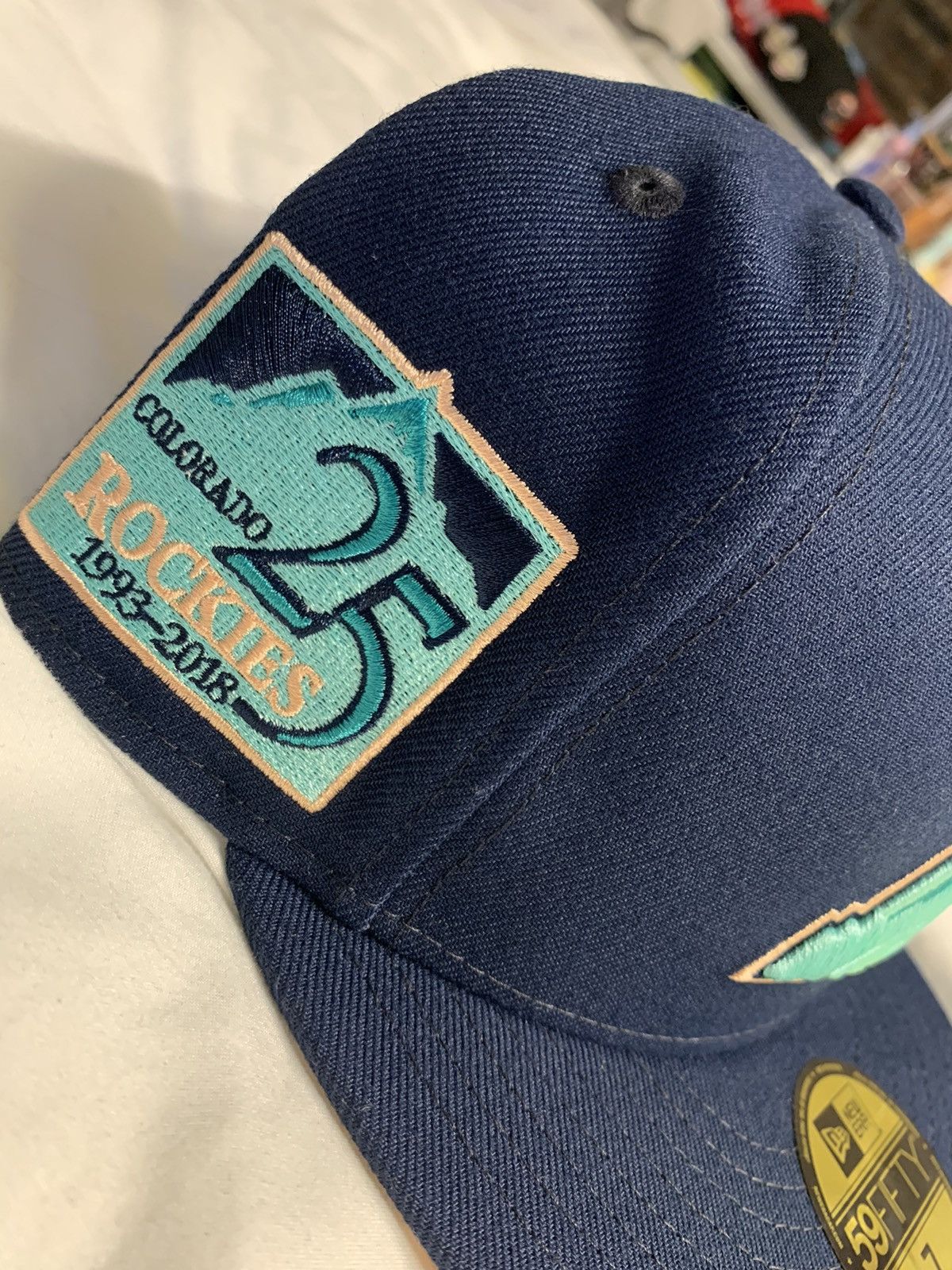 New Era Exclusive Colorado Rockies Fitted Peach Cobbler Blue Rockies Size ONE SIZE - 3 Thumbnail