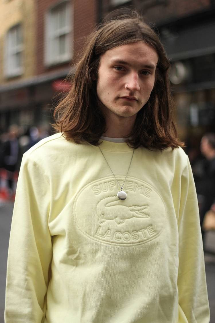 image of Ss17 Supreme Lacoste Pique Crewneck in Light Yellow, Men's (Size XL)