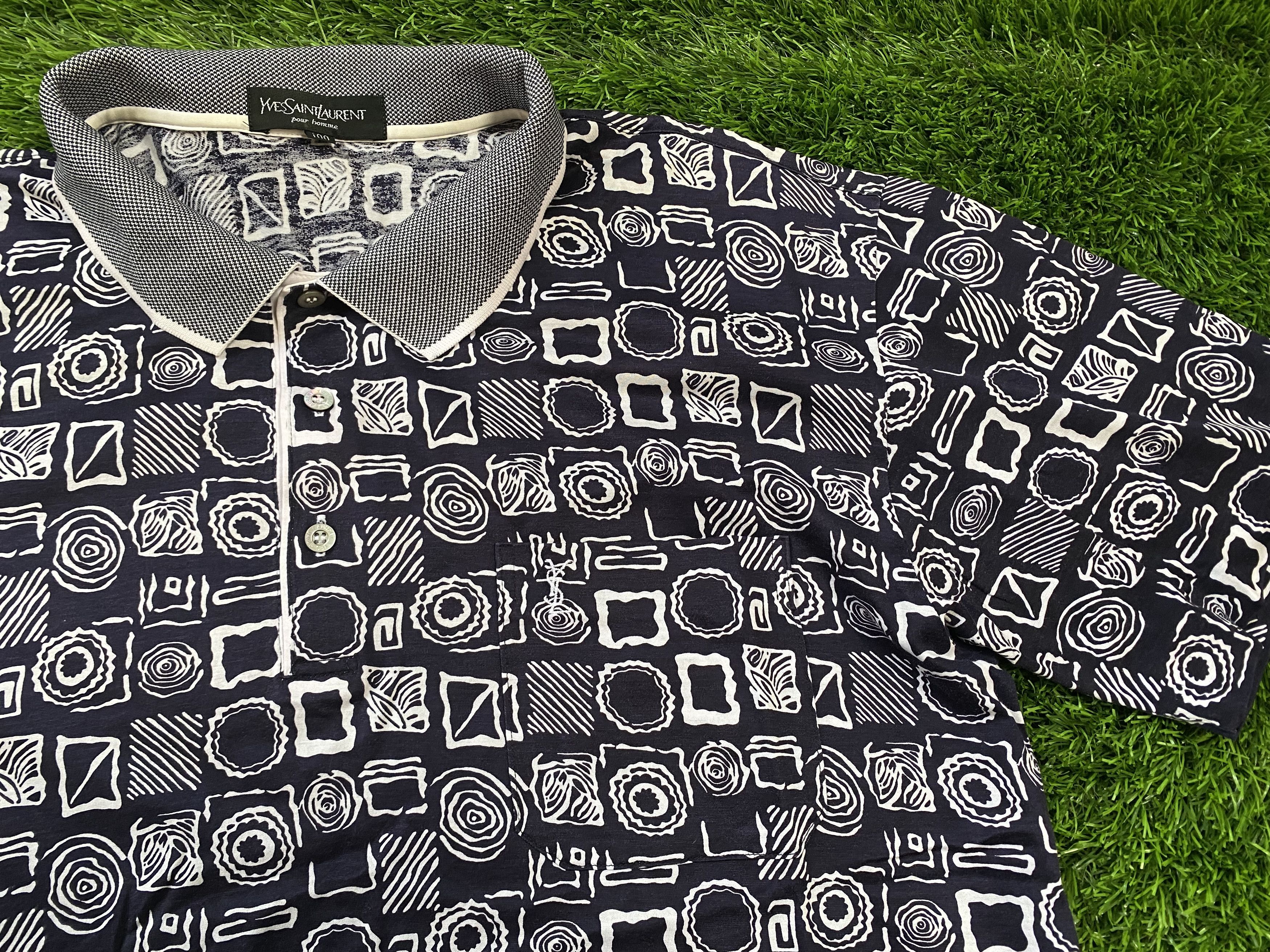 Yves Saint Laurent Vintage 90s Yves Saint Laurent Polo Shirt Full Print Size US L / EU 52-54 / 3 - 2 Thumbnail