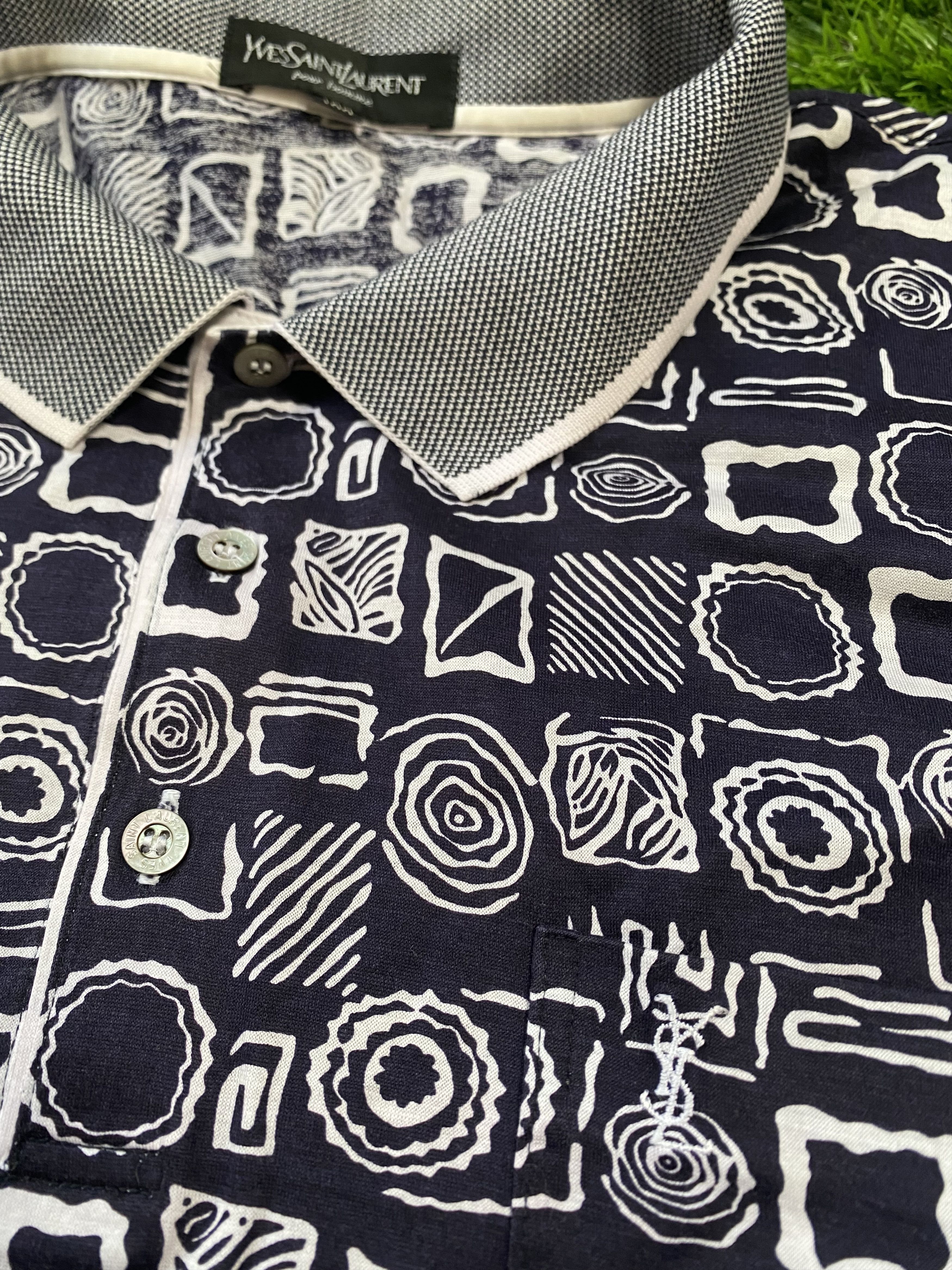 Yves Saint Laurent Vintage 90s Yves Saint Laurent Polo Shirt Full Print Size US L / EU 52-54 / 3 - 3 Thumbnail