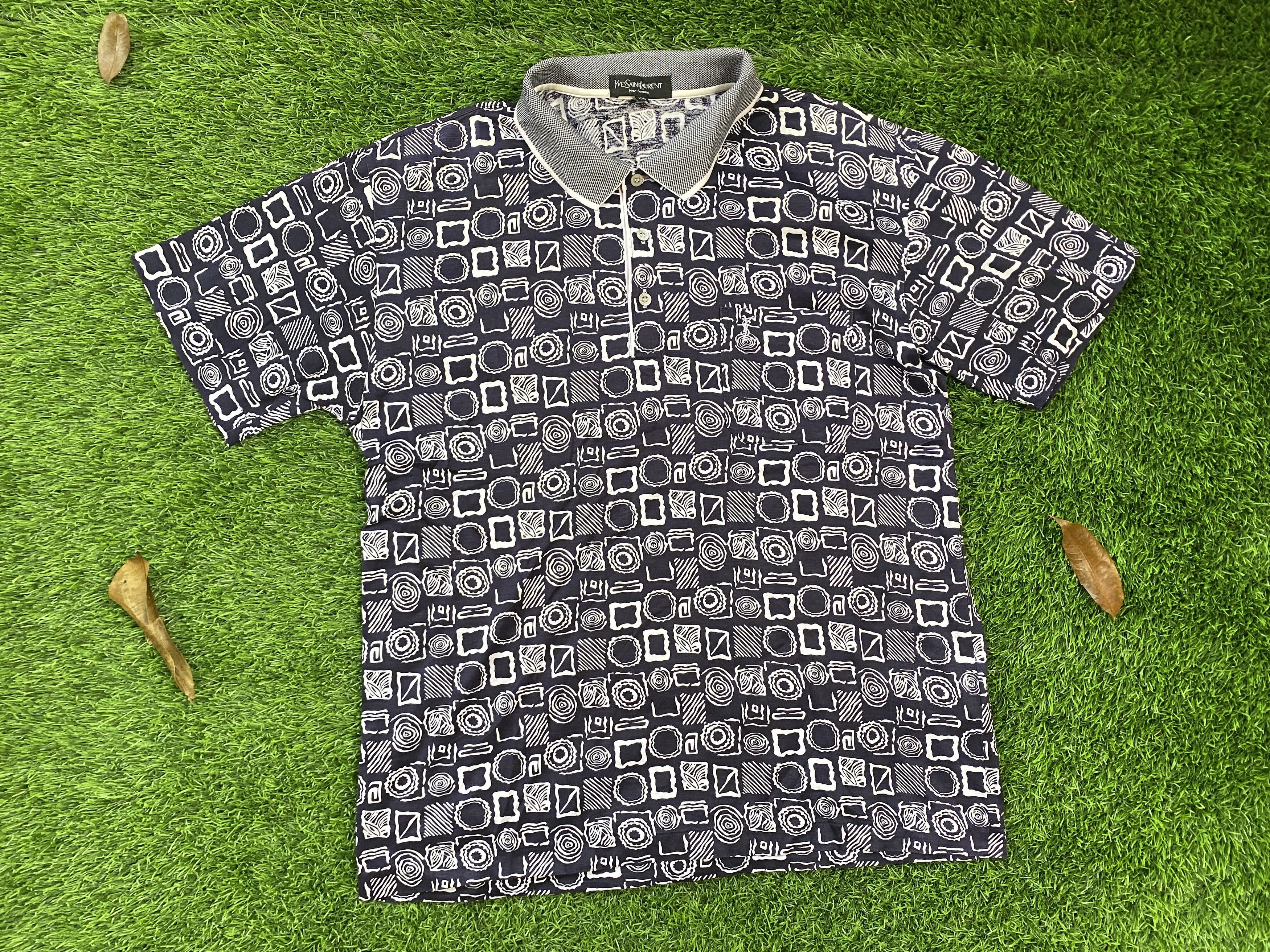 Yves Saint Laurent Vintage 90s Yves Saint Laurent Polo Shirt Full Print Size US L / EU 52-54 / 3 - 1 Thumbnail