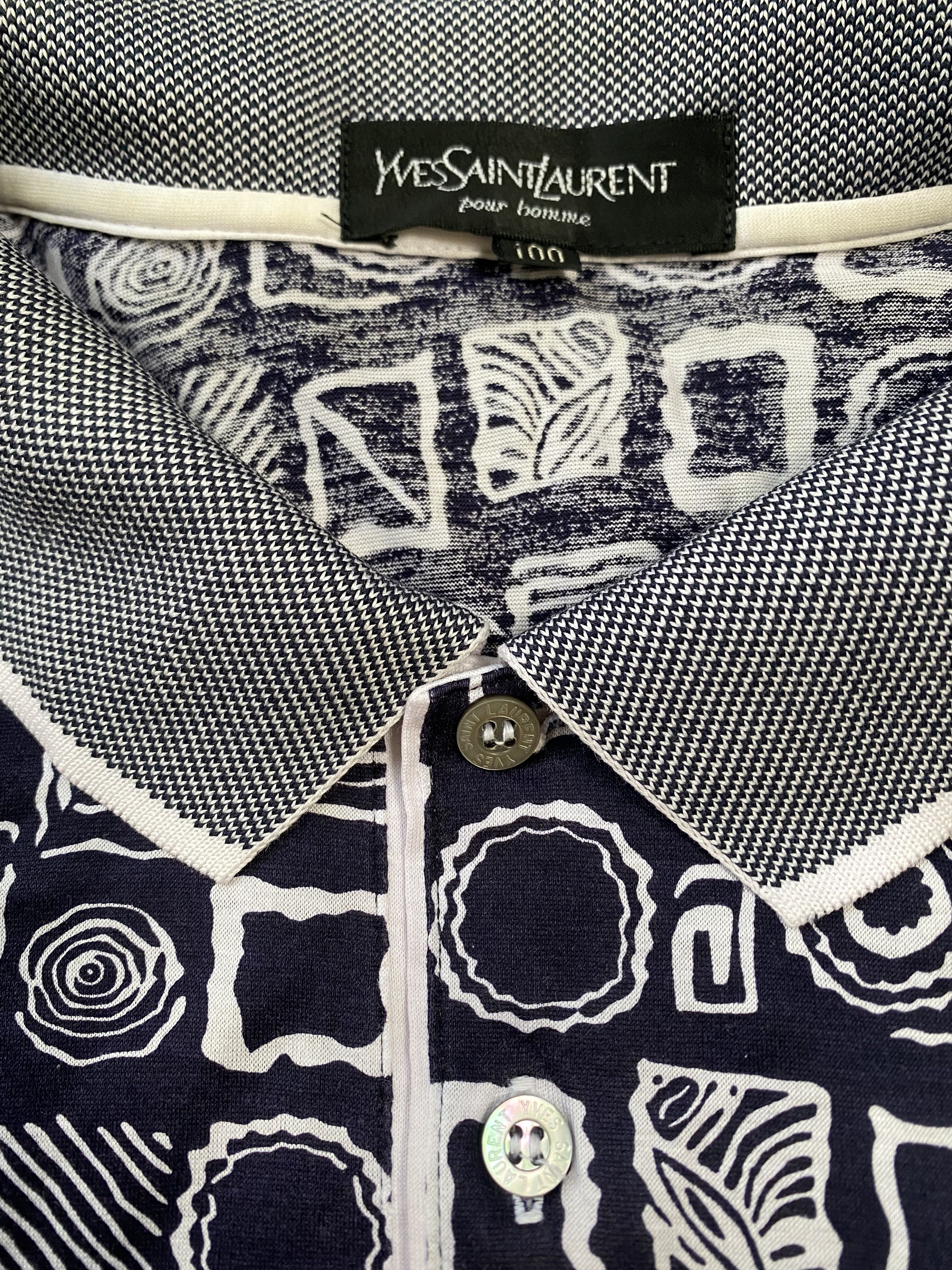 Yves Saint Laurent Vintage 90s Yves Saint Laurent Polo Shirt Full Print Size US L / EU 52-54 / 3 - 4 Thumbnail