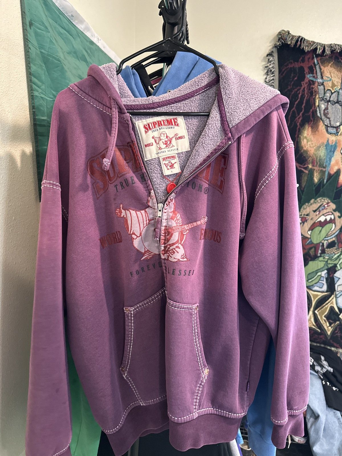 Purple shops true religion hoodie