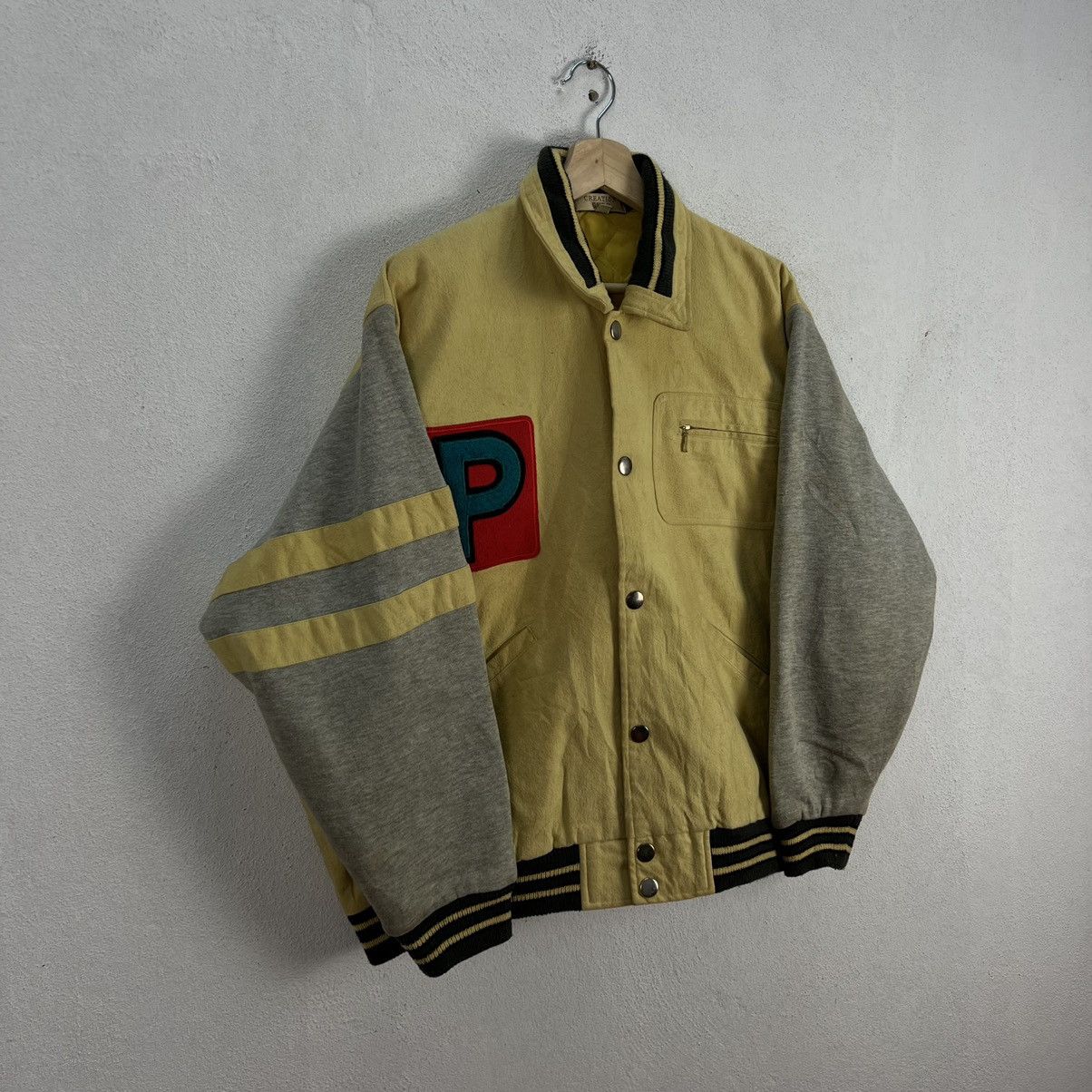 Japanese Brand VINTAGE VARSITY JACKET CREATION CUBE BIG LOGO Size US L / EU 52-54 / 3 - 3 Thumbnail