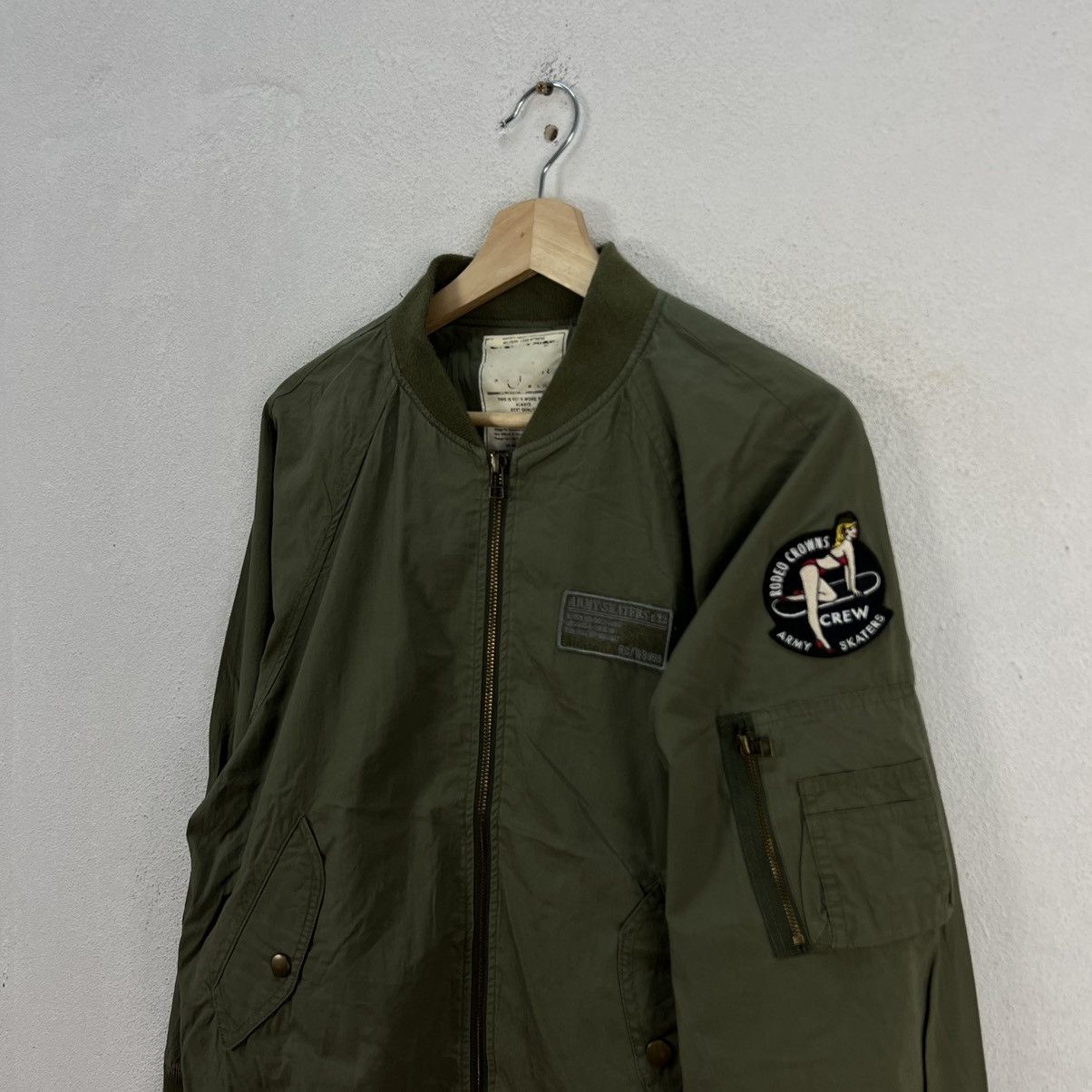 Japanese Brand RARE BOMBER JACKET RODEO CROWNS ARMY CREW SKATERS BIG LOGO Size US M / EU 48-50 / 2 - 4 Thumbnail
