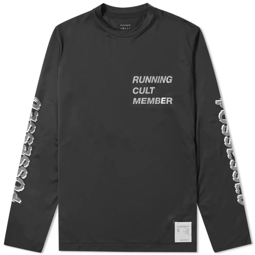 image of Satisfy Running Long Sleeve Baselayer in Black, Men's (Size XL)