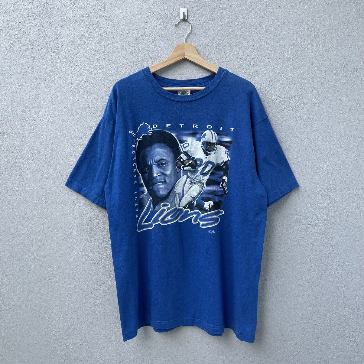 image of Vintage Barry Sanders Nfl Tee Shirt in Blue, Men's (Size XL)