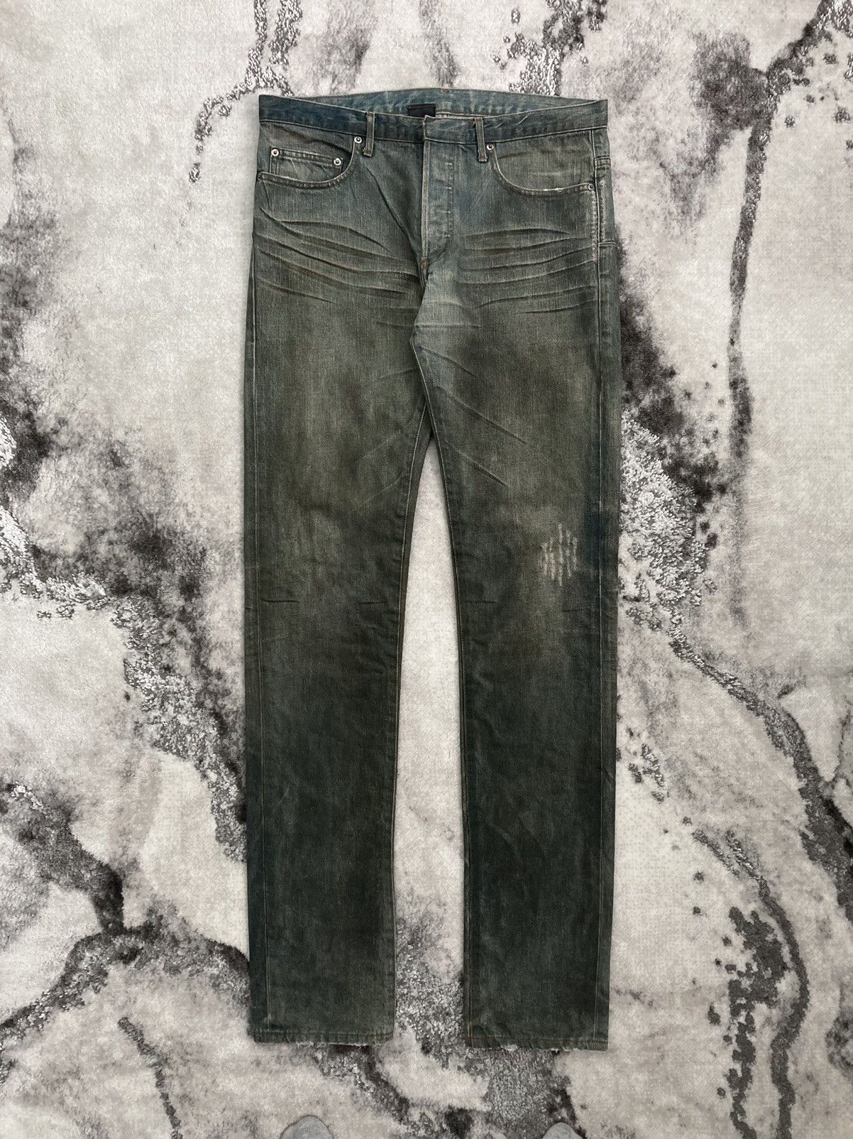 S/S 2004 “Strip” Dirty Bleu Clair Waxed Clawmark Jeans