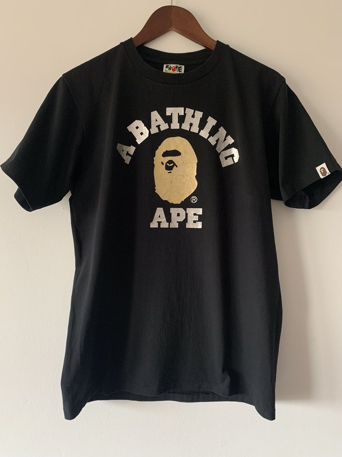 Pre-owned Bape Glitter College Tee In Black