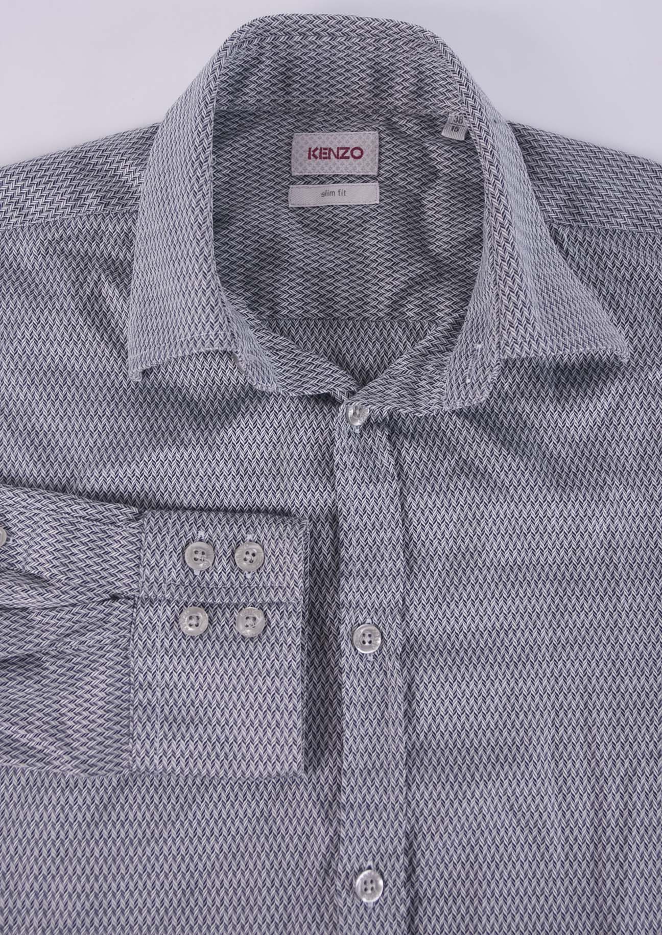 Kenzo ** Kenzo Shirt Gray Slim Fit Size 15/38 Size 38R - 1 Thumbnail