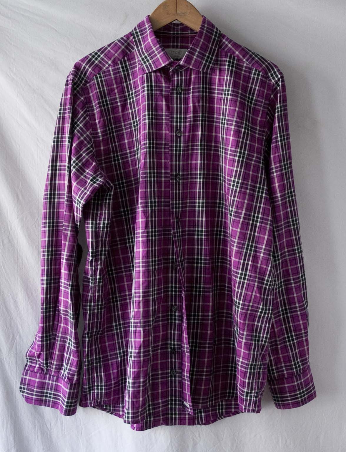 Eton Eton Shirt Purple Plaid Size 16.5 / 42 Size 42R - 1 Thumbnail