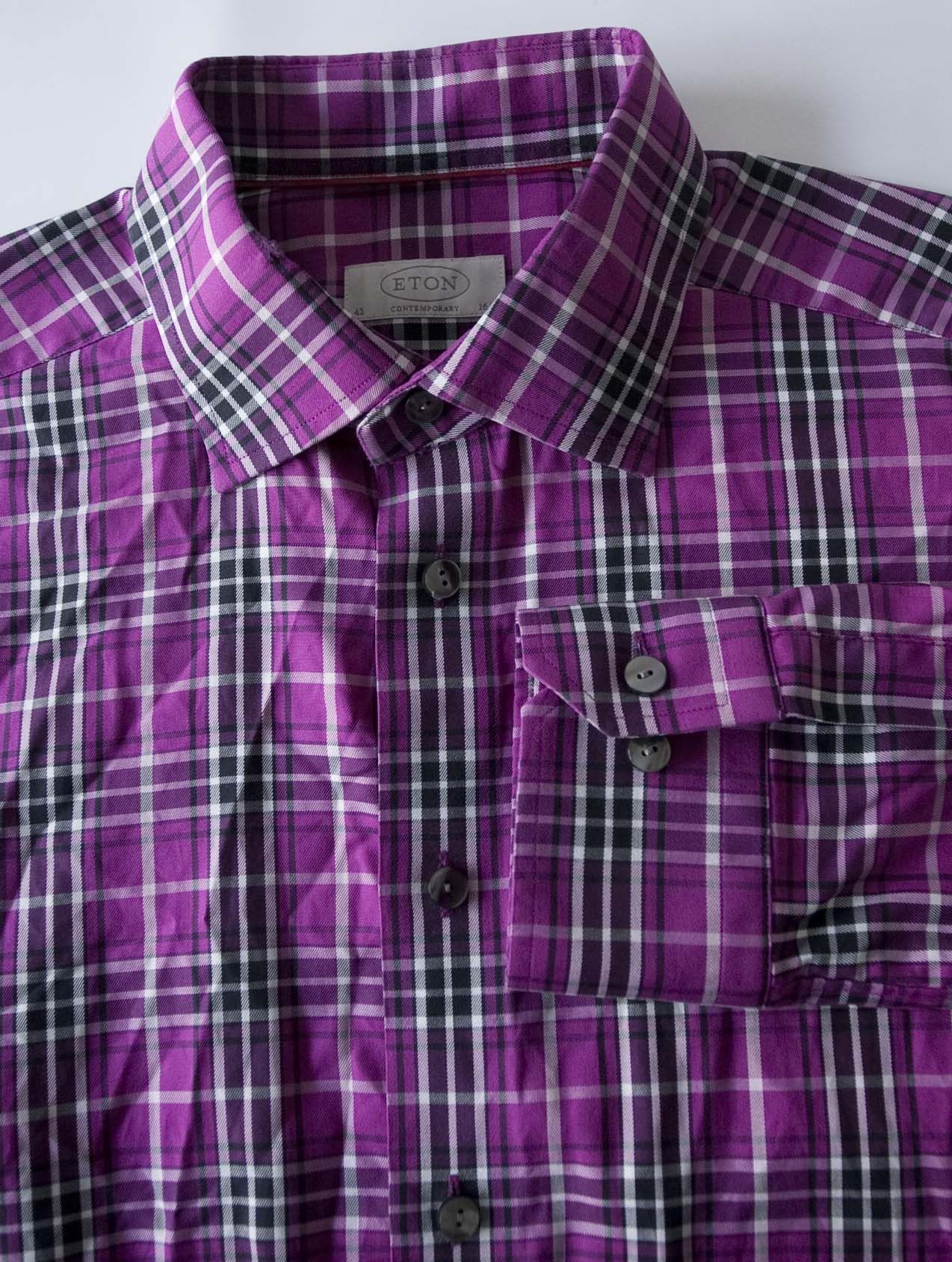 Eton Eton Shirt Purple Plaid Size 16.5 / 42 Size 42R - 4 Thumbnail