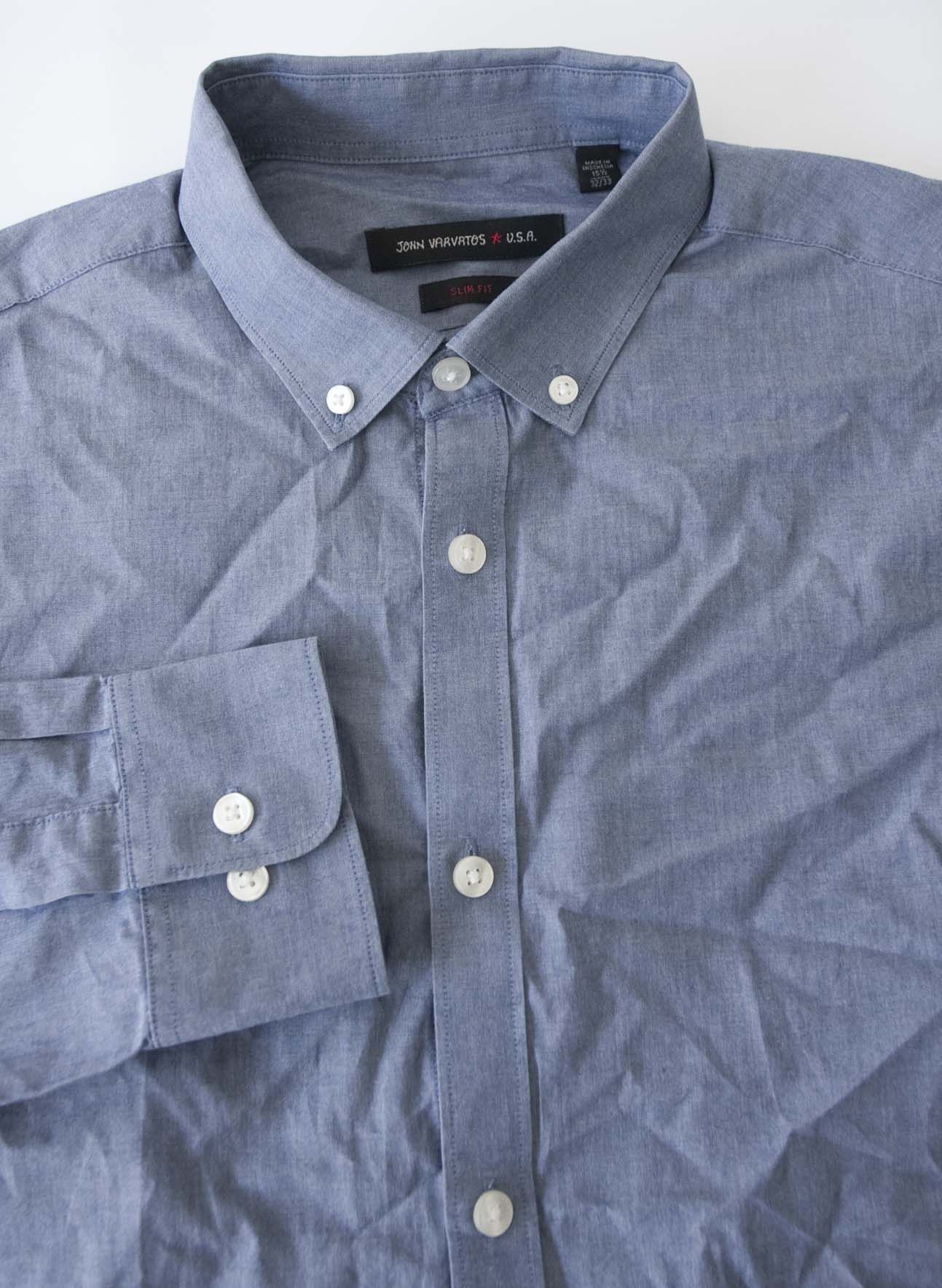 John Varvatos John Varvatos Shirt Blue Slim Fit Size 15.5 Size 38R - 1 Thumbnail