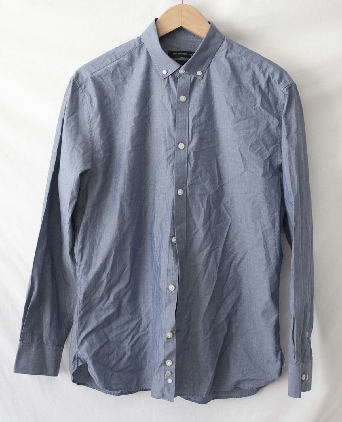John Varvatos John Varvatos Shirt Blue Slim Fit Size 15.5 Size 38R - 6 Thumbnail