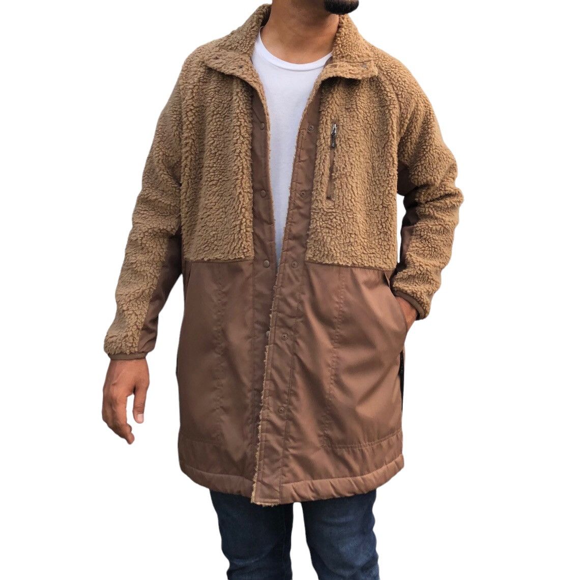 Japanese Brand FieldCore Fleece Botton Snap Long Coat / Jacket Size US L / EU 52-54 / 3 - 1 Thumbnail