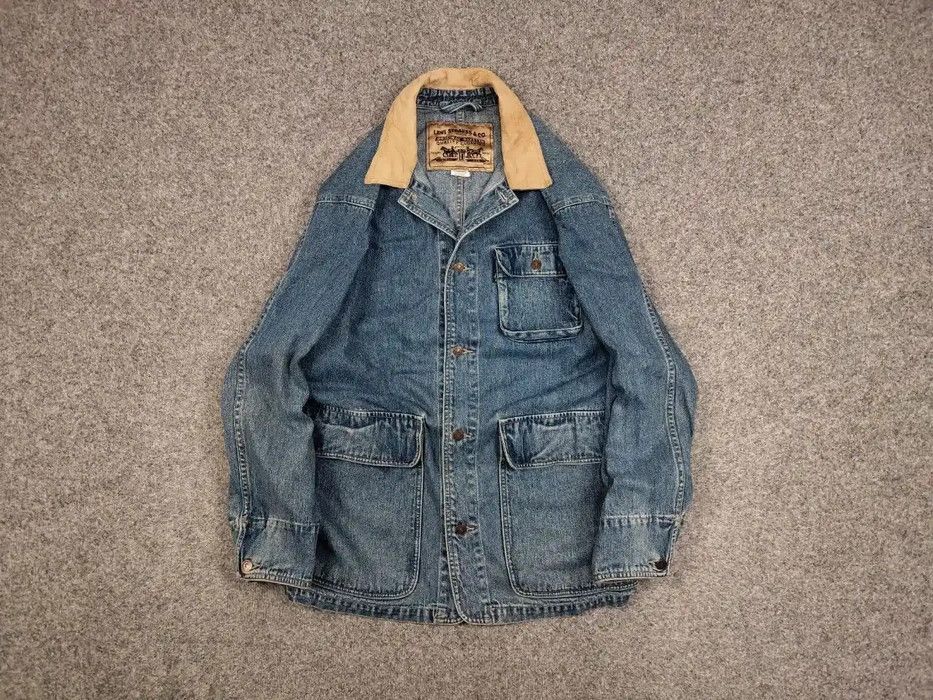 Levi's Rare Vintage 90's Levi's Coverall Denim Jacket Gold Patch Size US XL / EU 56 / 4 - 1 Thumbnail