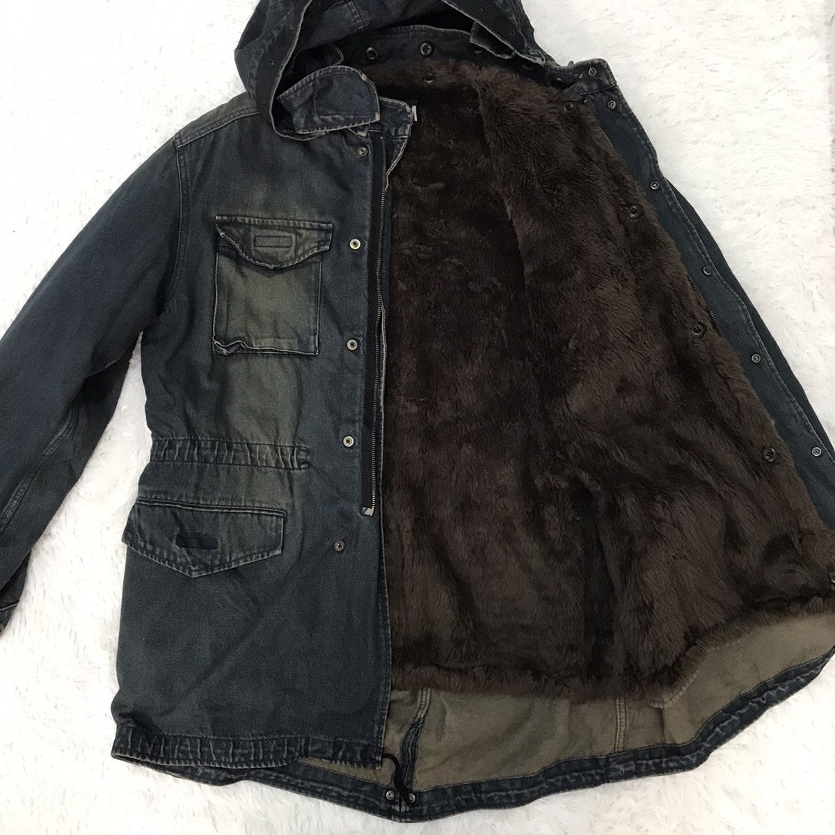 PPFM PPFM Denim Fishtail Jacket Hooded Fleece Hairy Like Inner Size US M / EU 48-50 / 2 - 14 Thumbnail