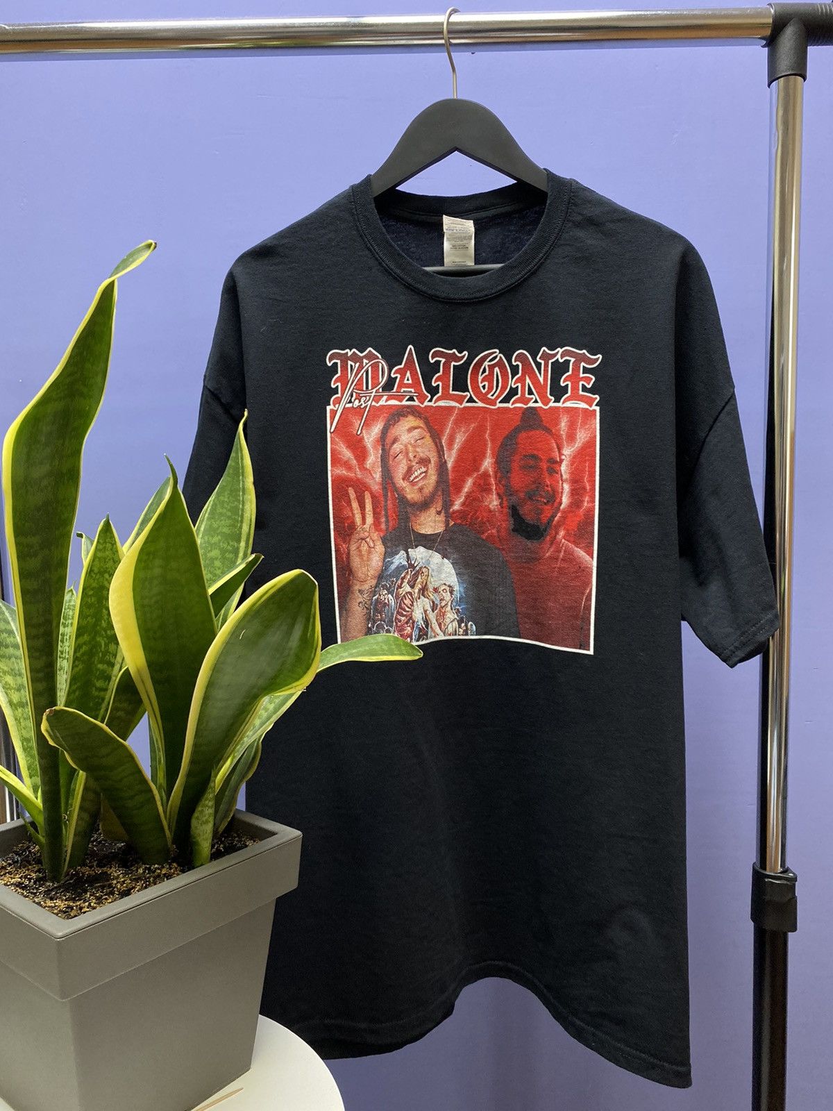 Rap Tees Post Malone Rap T Shirt Rockstar Men’s XXL Black Hip Hop Tee Size US XXL / EU 58 / 5 - 1 Thumbnail