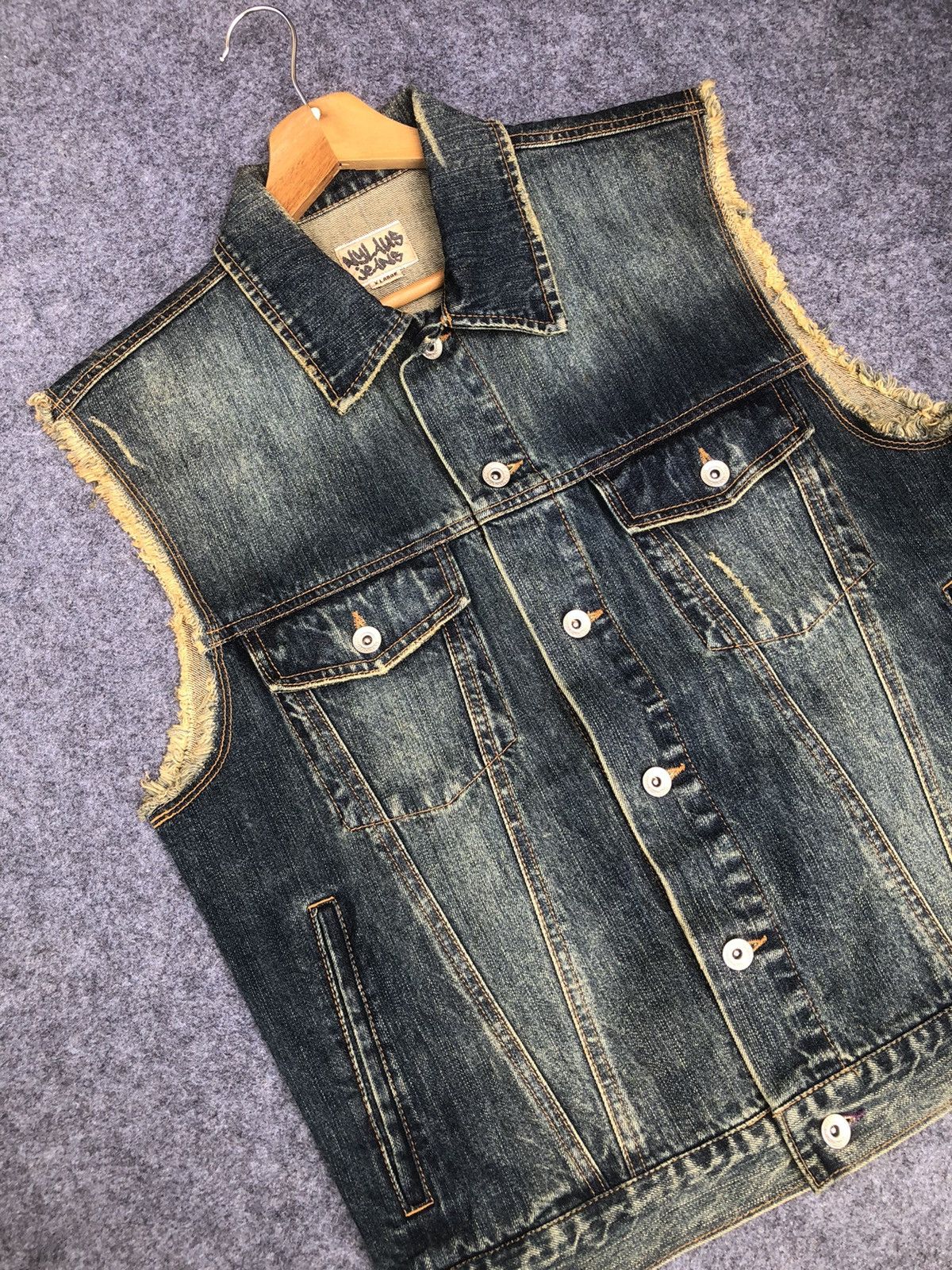 Japanese Brand Last Drop🔥Rare🔥Japanese Nylaus Jeans Sleeveles Denim Jacket Size US L / EU 52-54 / 3 - 14 Thumbnail