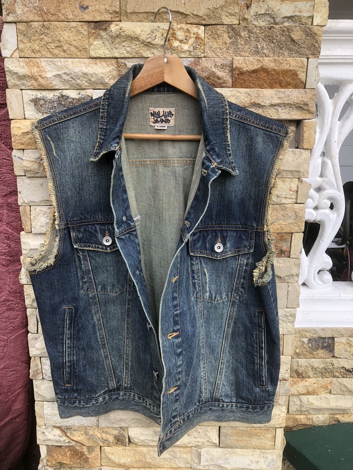 Japanese Brand Last Drop🔥Rare🔥Japanese Nylaus Jeans Sleeveles Denim Jacket Size US L / EU 52-54 / 3 - 8 Thumbnail