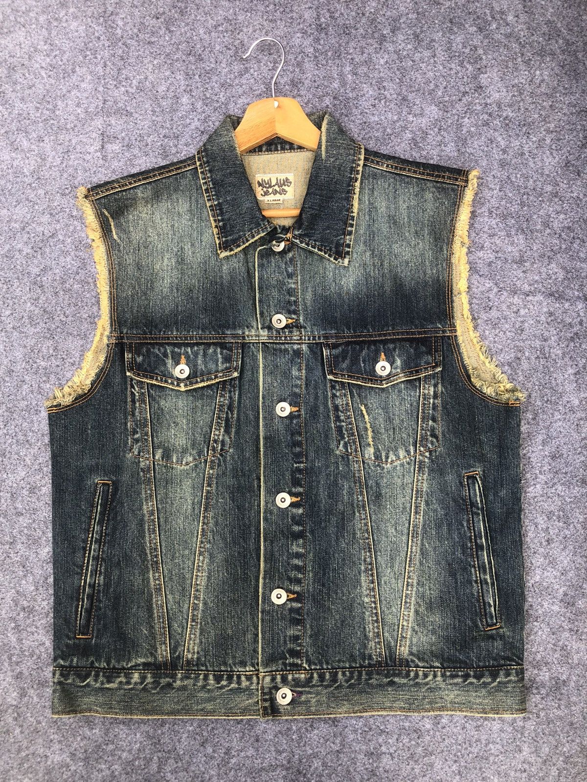 Japanese Brand Last Drop🔥Rare🔥Japanese Nylaus Jeans Sleeveles Denim Jacket Size US L / EU 52-54 / 3 - 13 Thumbnail