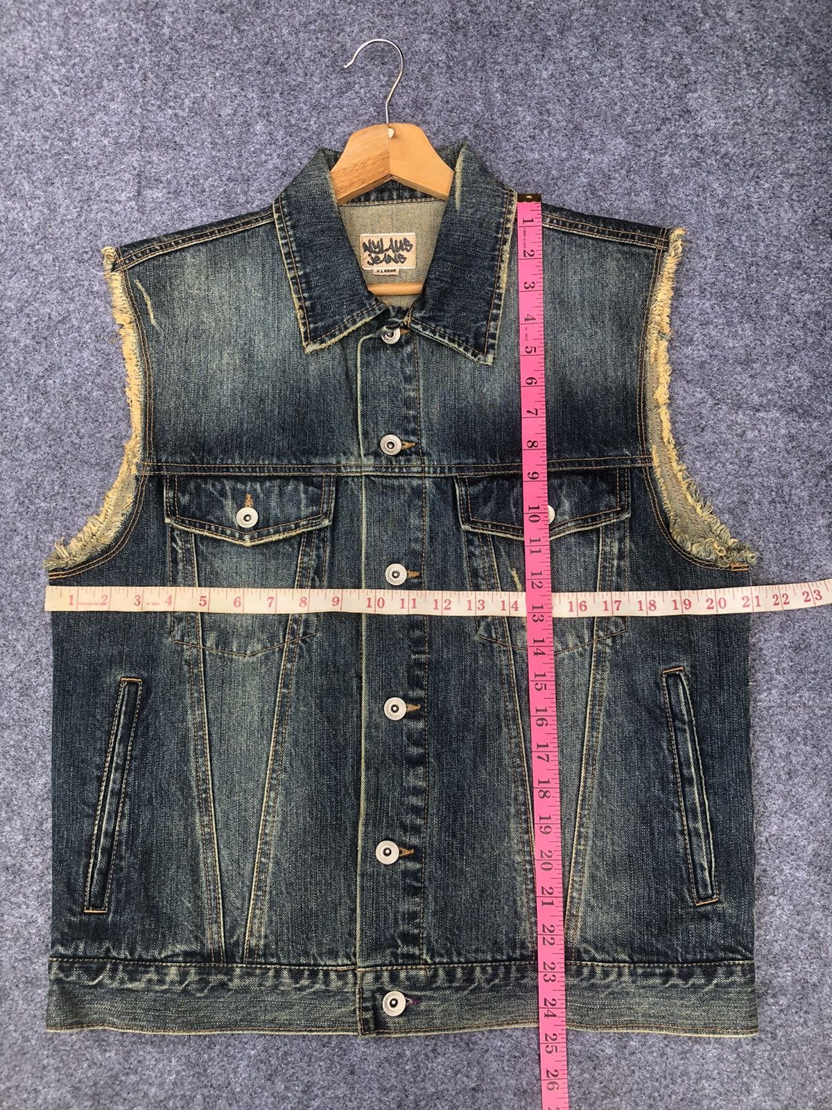 Japanese Brand Last Drop🔥Rare🔥Japanese Nylaus Jeans Sleeveles Denim Jacket Size US L / EU 52-54 / 3 - 15 Thumbnail
