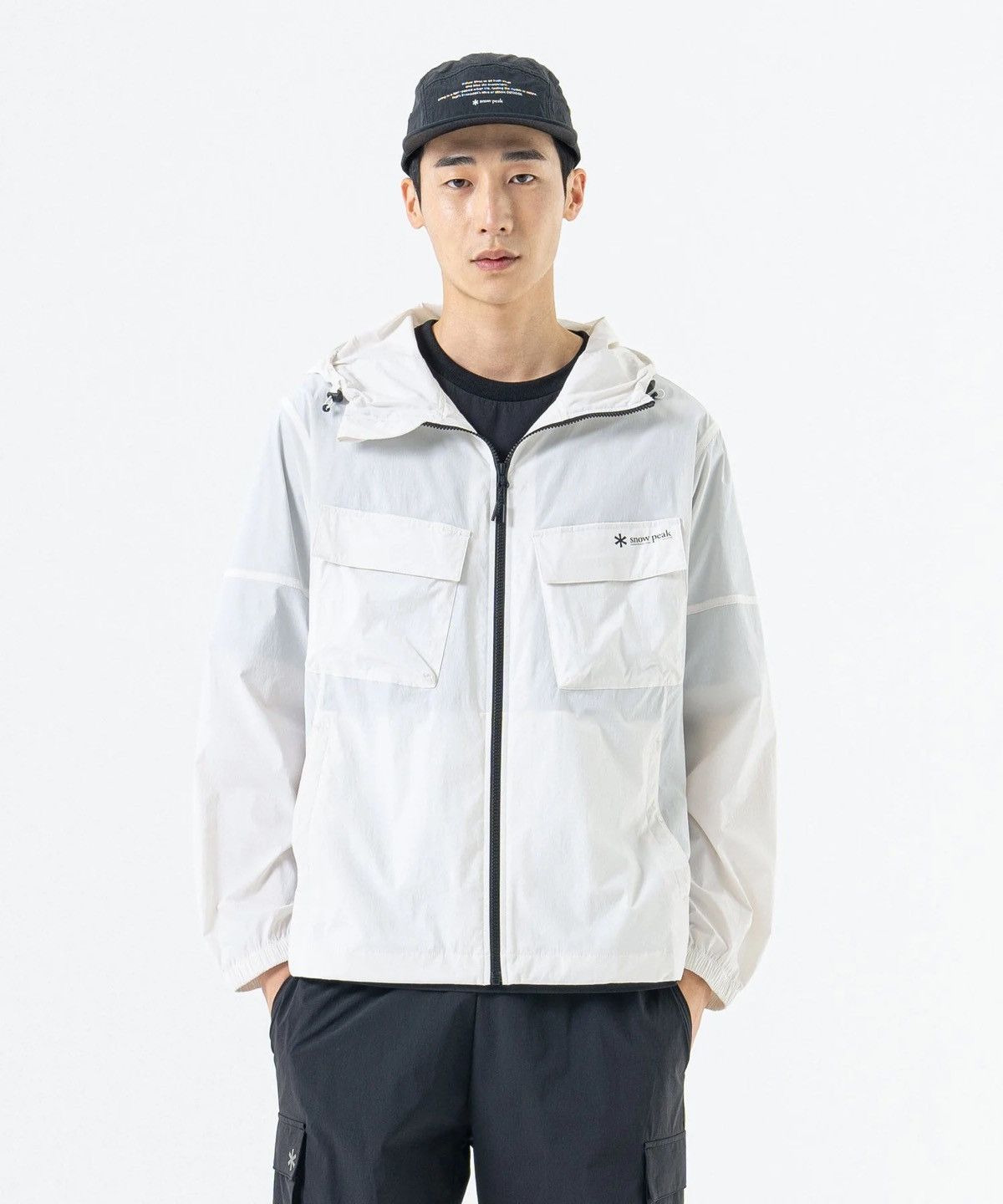 Image of Snow Peak Nylon Slant Pocket Off White Light Windbreaker, Men's (Size Small)