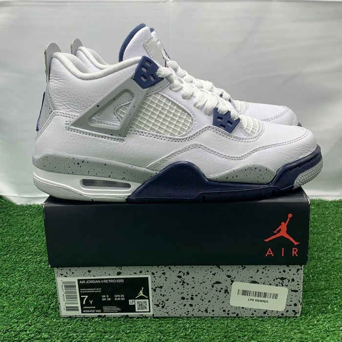 Jordan Brand Air Jordan 4 Retro Midnight Navy 408452-140 Size 7Y OG Box ...