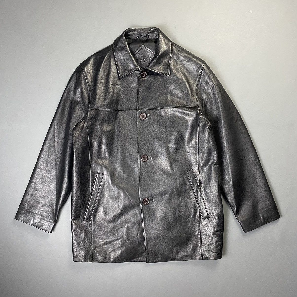 image of Balenciaga - Nicolas Ghesquière - 1997 Leather Jacket in Black, Men's (Size Large)