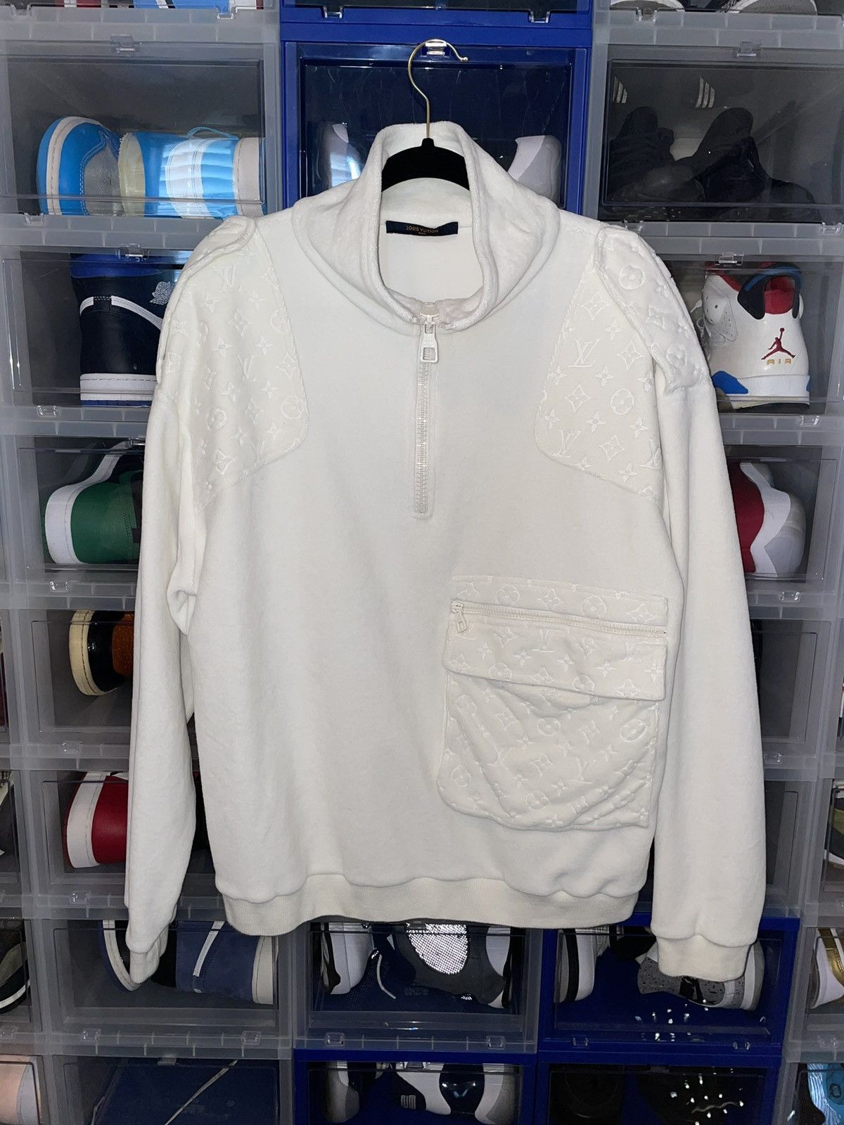 Pre-owned Louis Vuitton X Virgil Abloh Runway Plain Rainbow White Monogram Sweater Jhvc/a00008 (size Large)