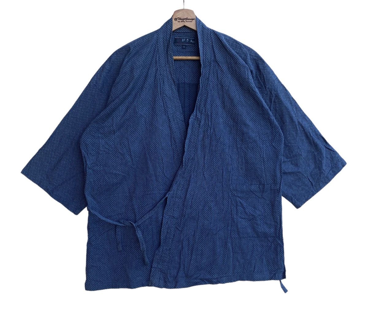 Japanese Brand × Vintage Vintage Haori Hanten Wabi Sabi Blue Indigo Wrap Kimono Japan Size US L / EU 52-54 / 3 - 6 Thumbnail